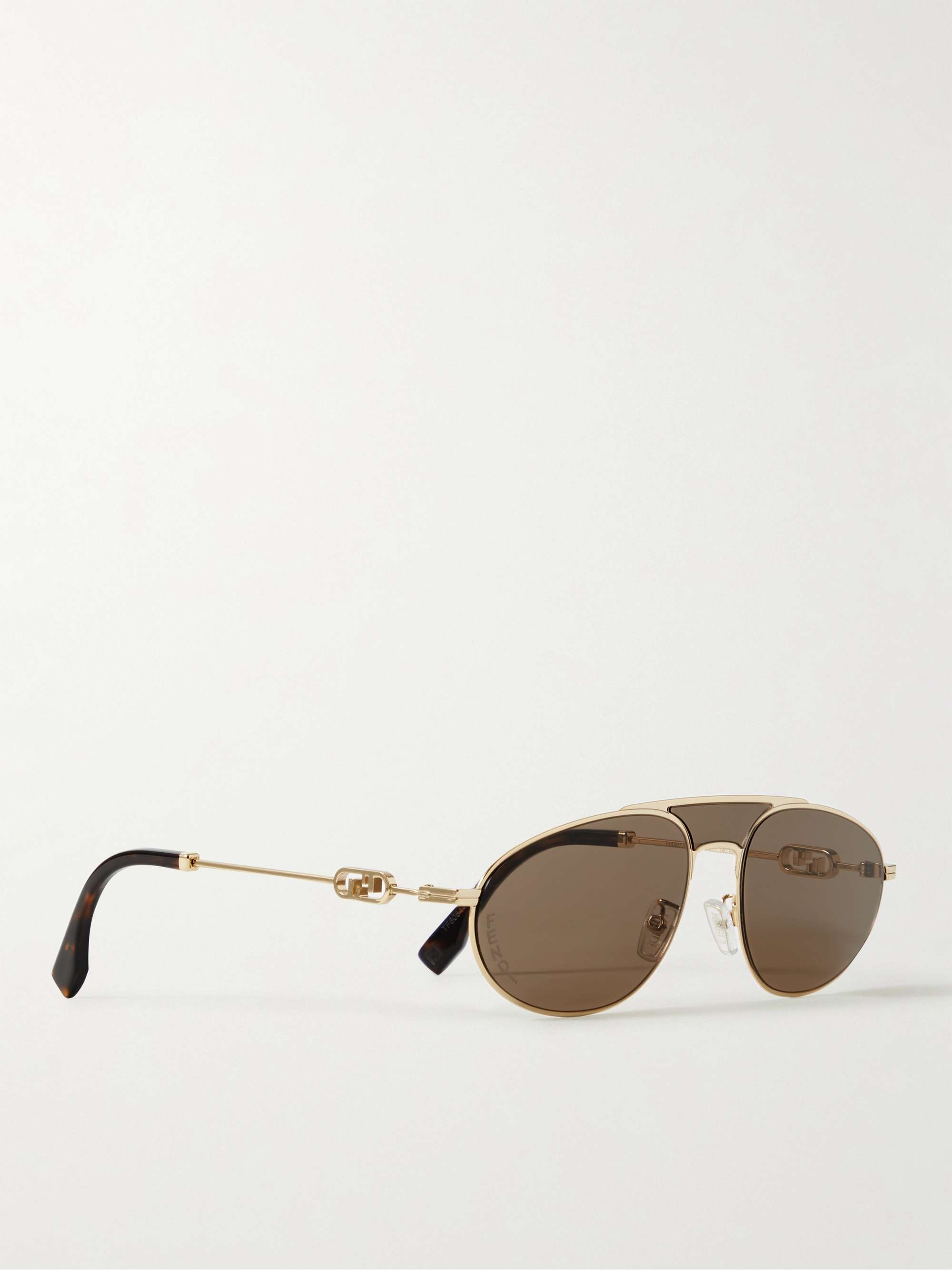 FENDI O'Lock Aviator-Style Metal Sunglasses