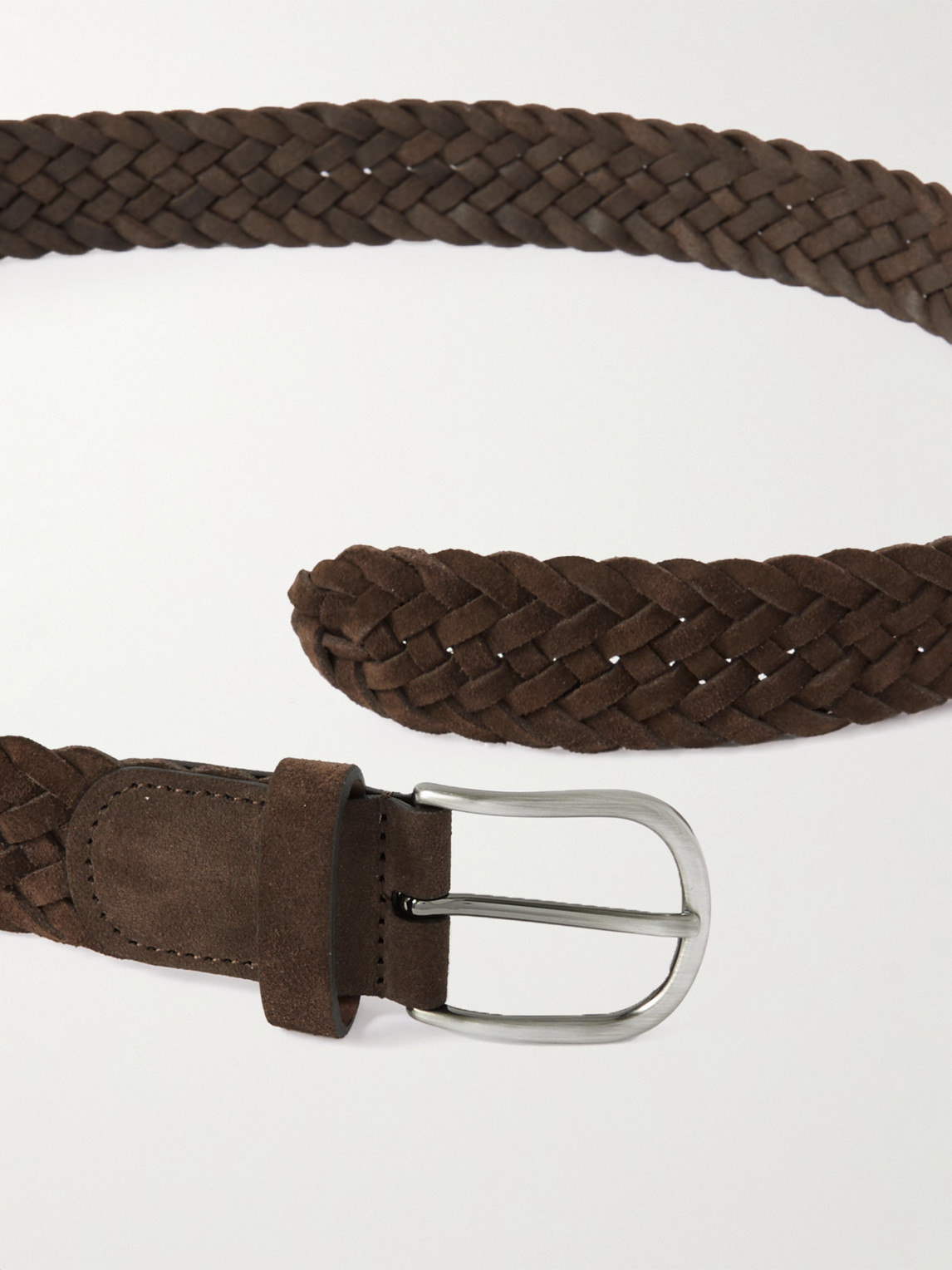 Shop Anderson's 3.5cm Woven Suede Belt In Brown