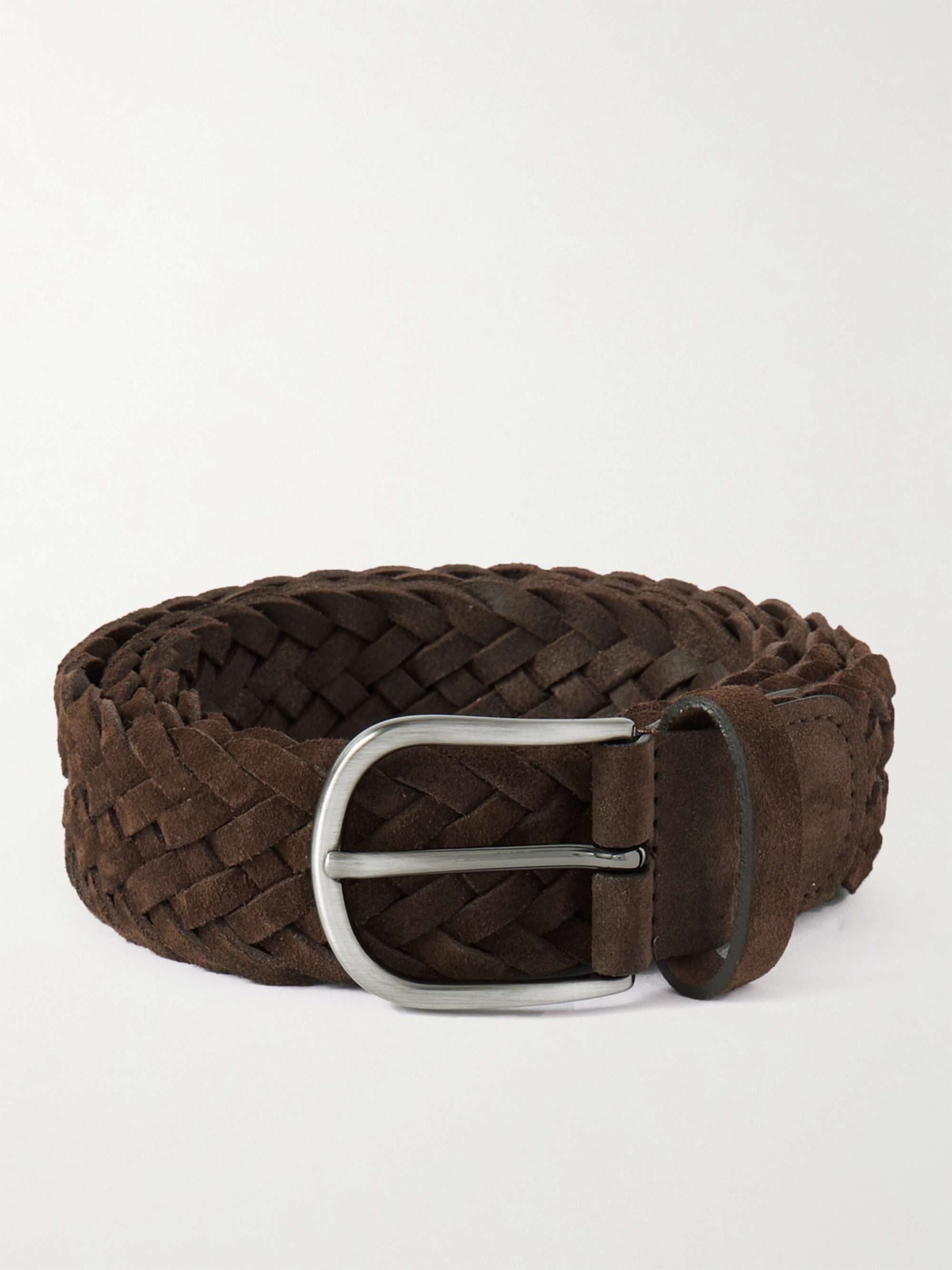 Anderson's 3.5cm Woven Leather Belt - Men - Brown Belts