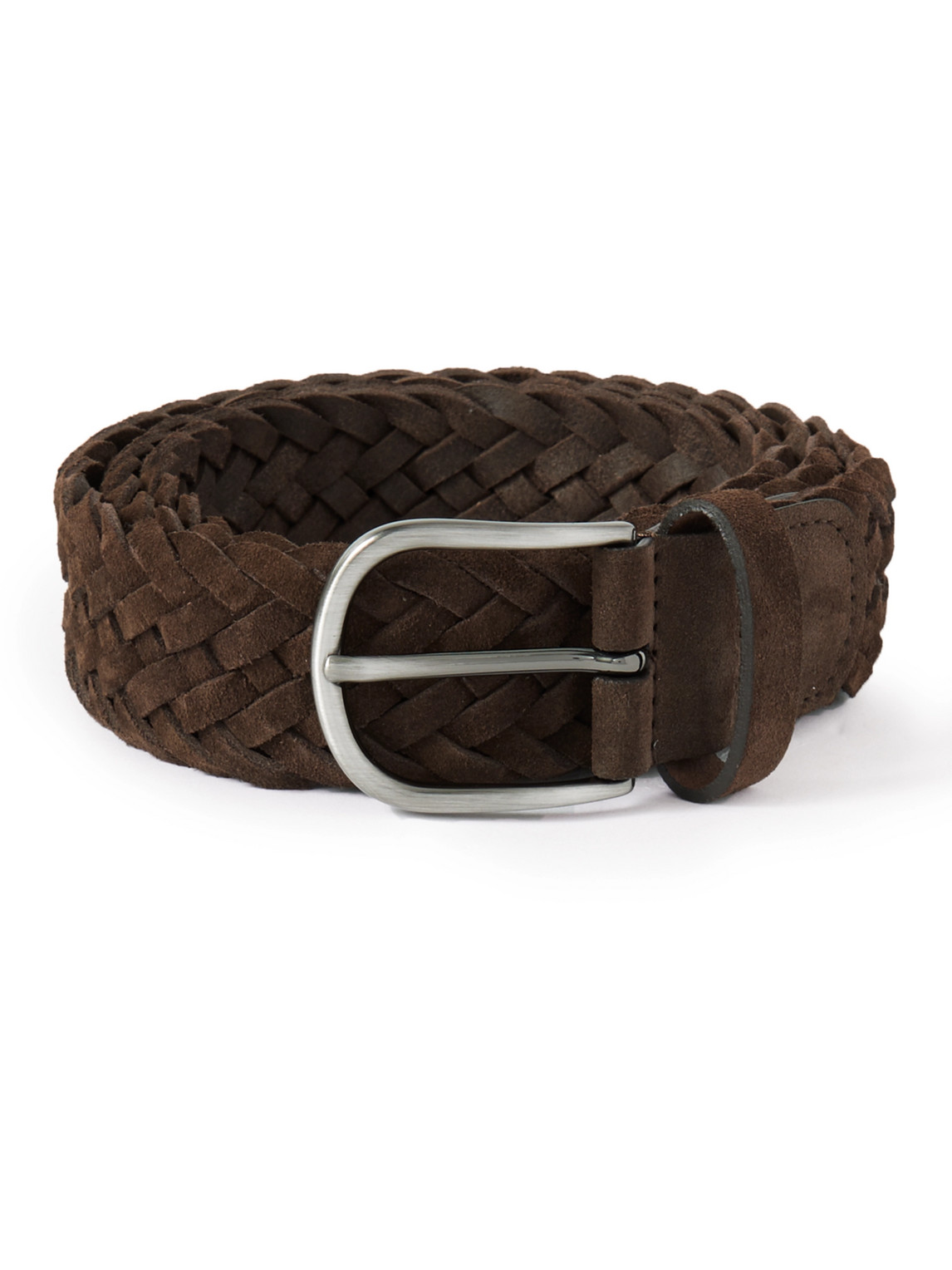 Shop Anderson's 3.5cm Woven Suede Belt In Brown