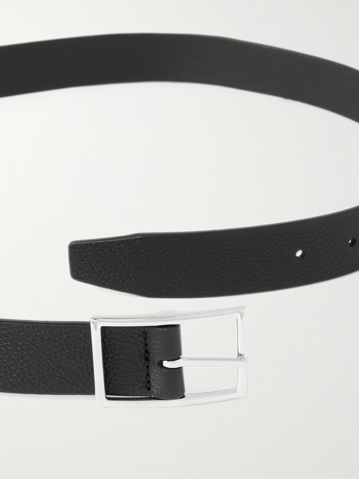 Shop Anderson's 3cm Reversible Full-grain Leather Belt In Black