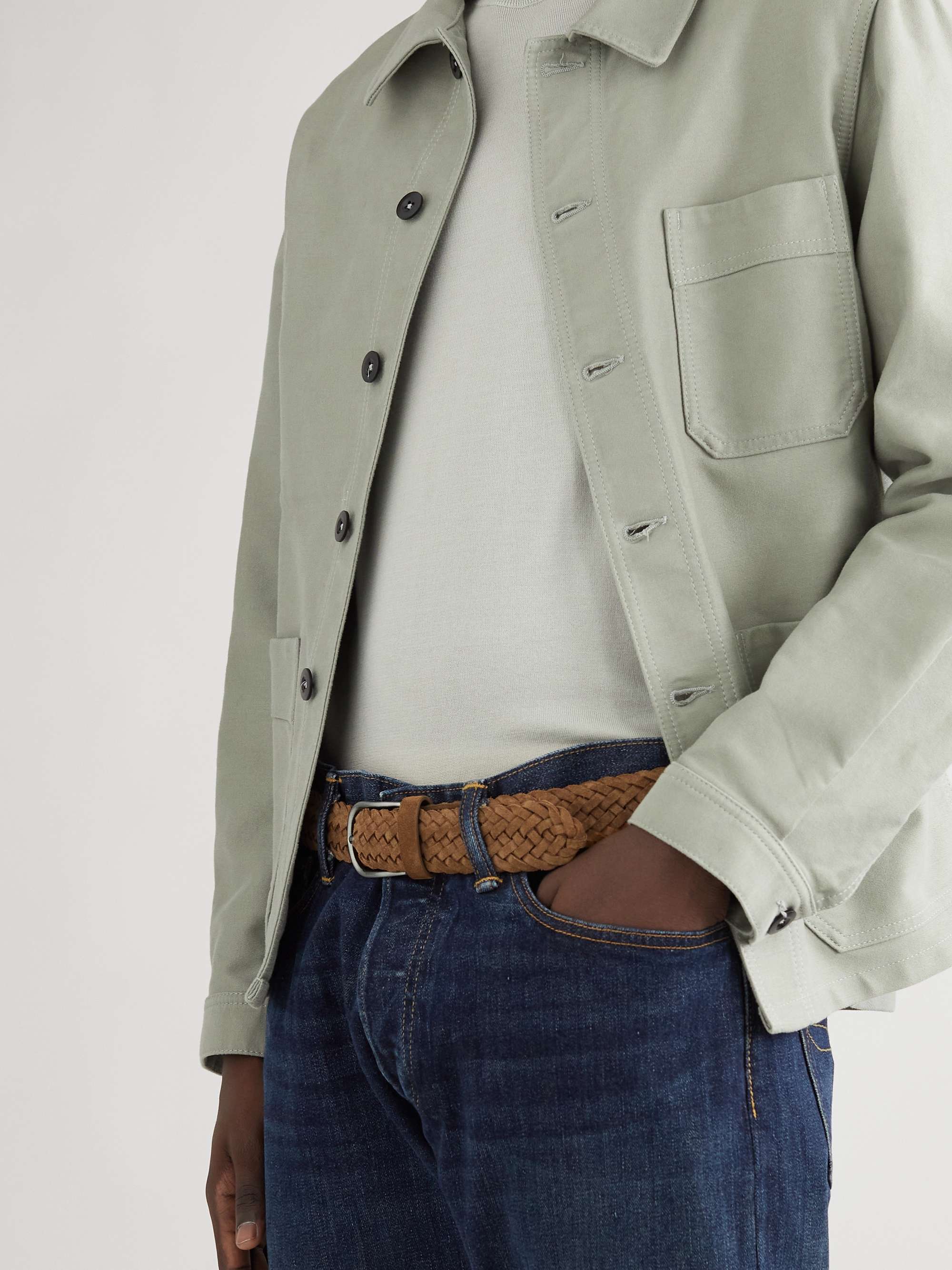 ANDERSON'S 3.5cm Woven Suede Belt