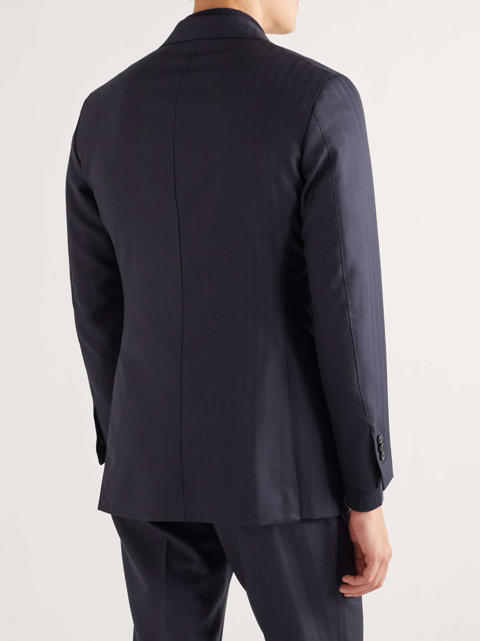 SAMAN AMEL Herringbone Wool Suit Jacket