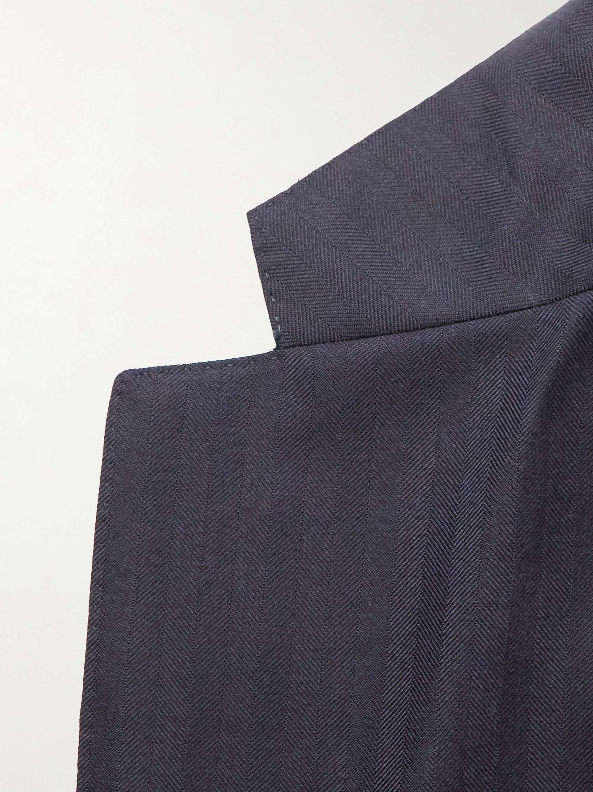 SAMAN AMEL Herringbone Wool Suit Jacket