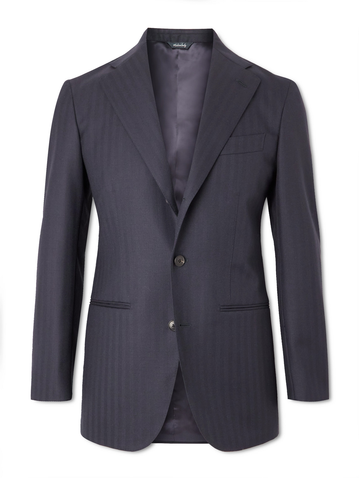 Saman Amel Herringbone Wool Suit Jacket In Blue