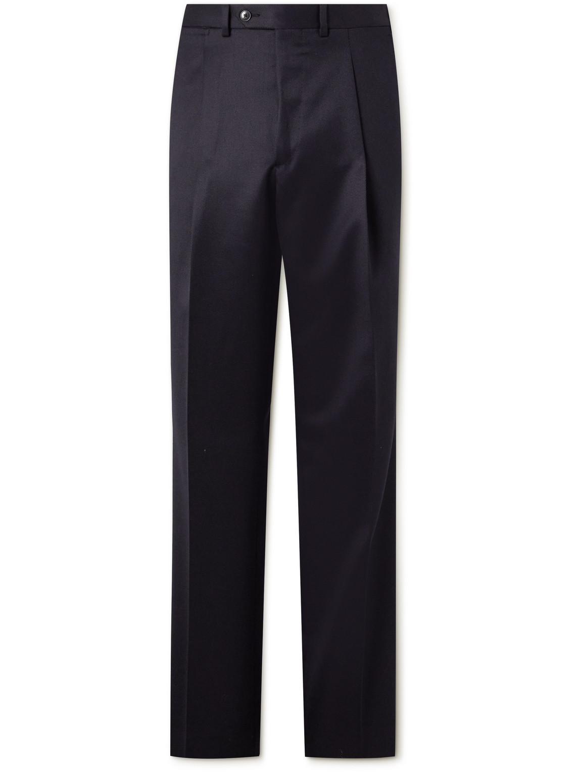 Wide-Leg Pleated Wool-Drill Trousers