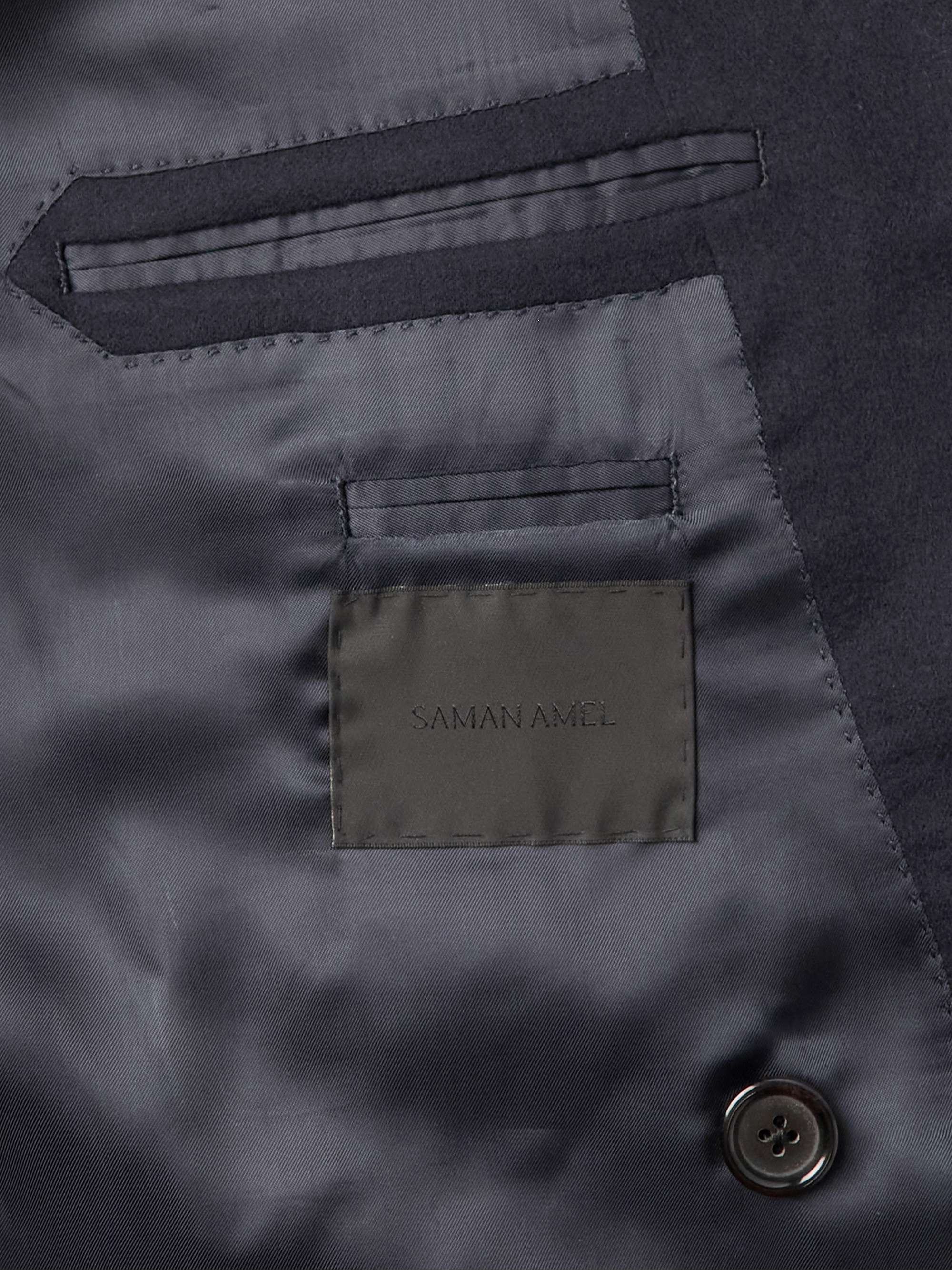 SAMAN AMEL Double-Breasted Wool-Felt Blazer
