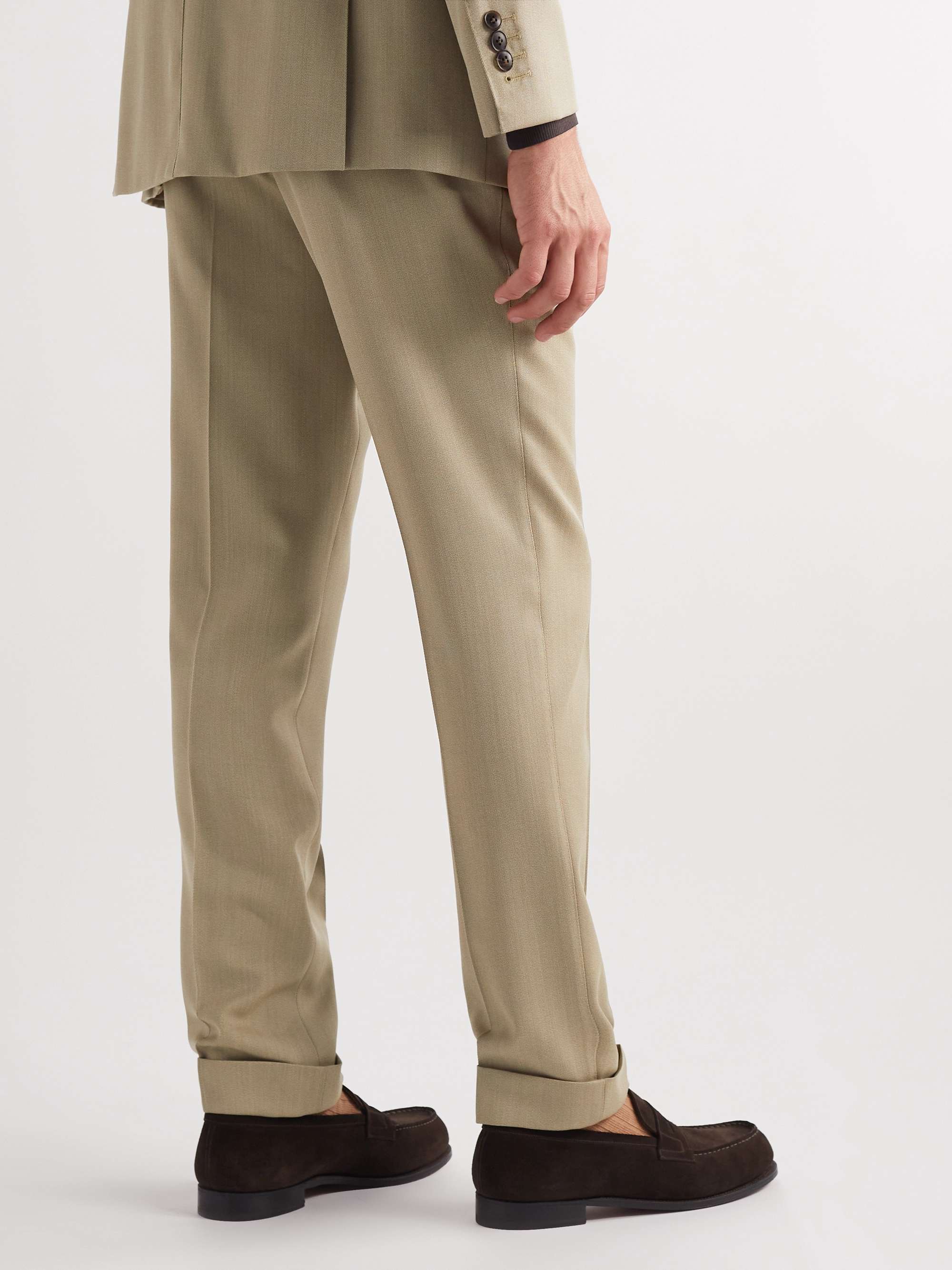 SAMAN AMEL Straight-Leg Pleated Wool-Twill Suit Trousers