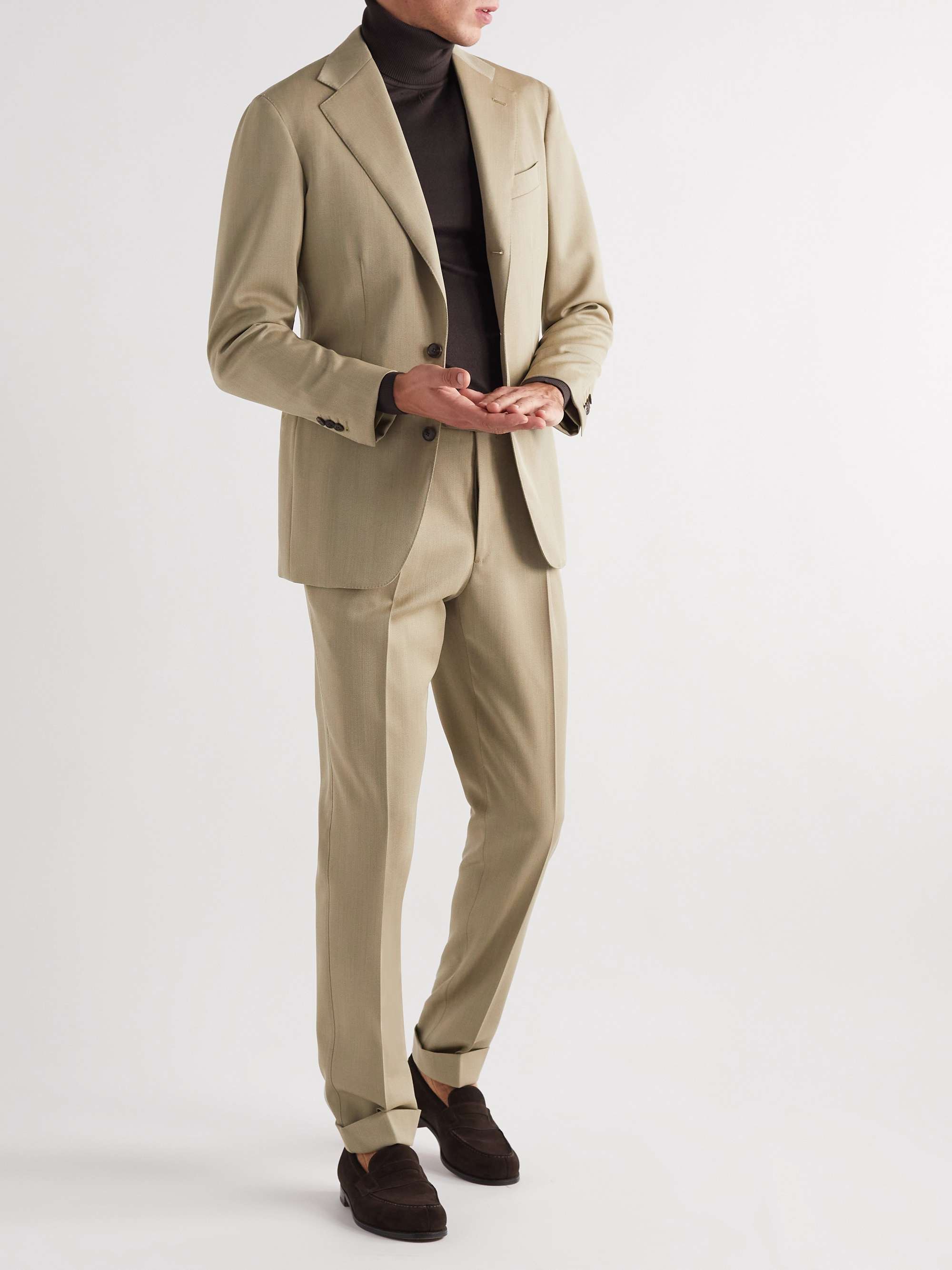 SAMAN AMEL Straight-Leg Pleated Wool-Twill Suit Trousers