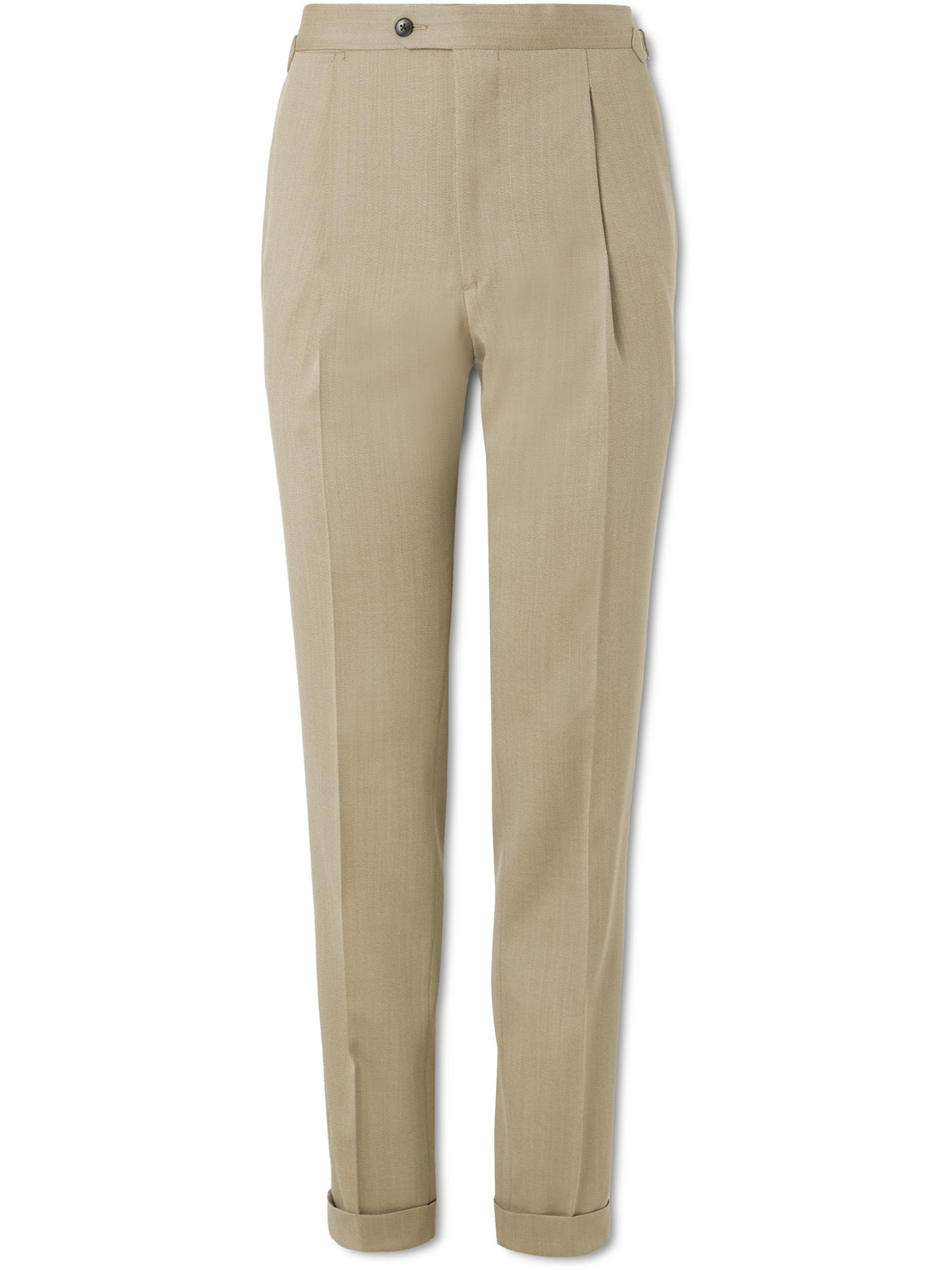 Straight-Leg Pleated Wool-Twill Suit Trousers