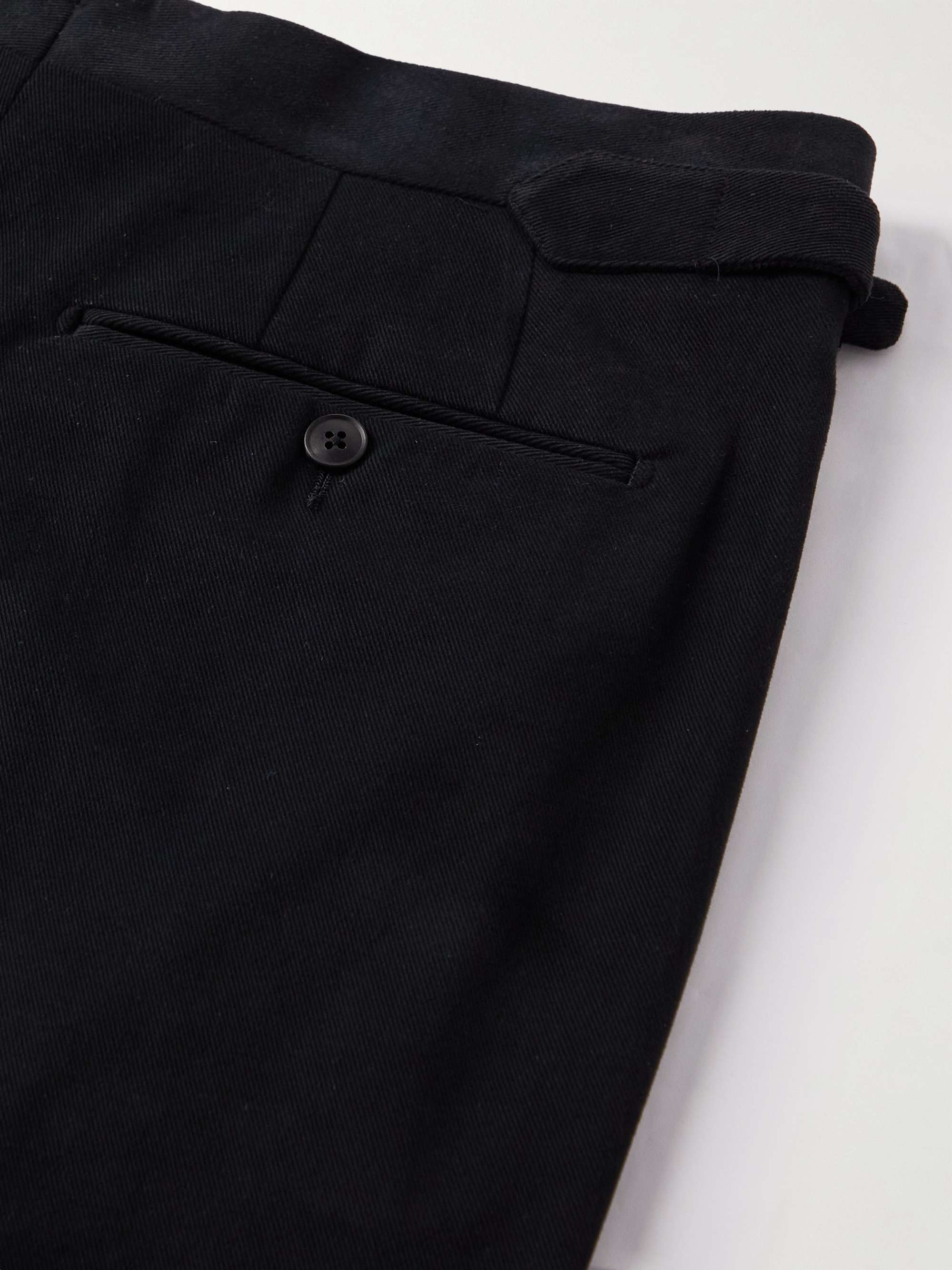 SAMAN AMEL Straight-Leg Pleated Cotton-Blend Twill Trousers