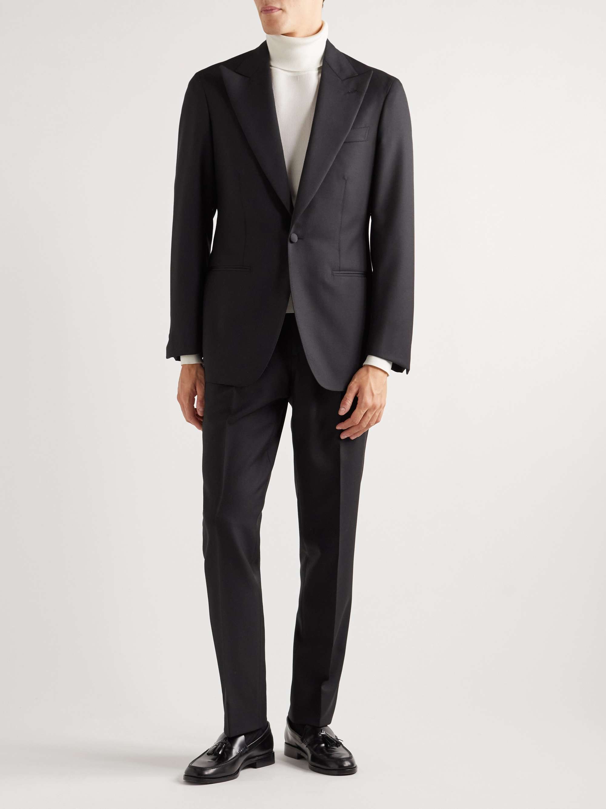 SAMAN AMEL Wool and Mohair-Blend Twill Tuxedo Jacket