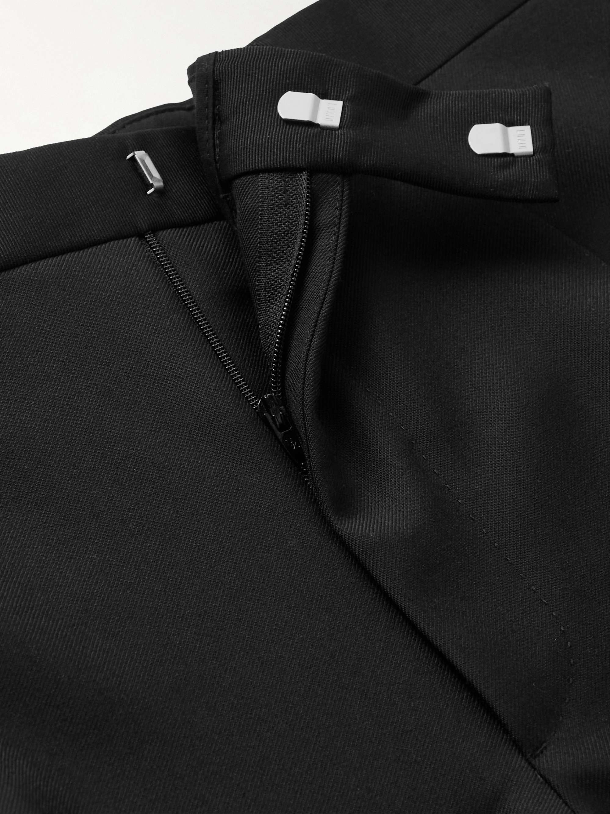 SAMAN AMEL Straight-Leg Pleated Wool-Twill Tuxedo Trousers
