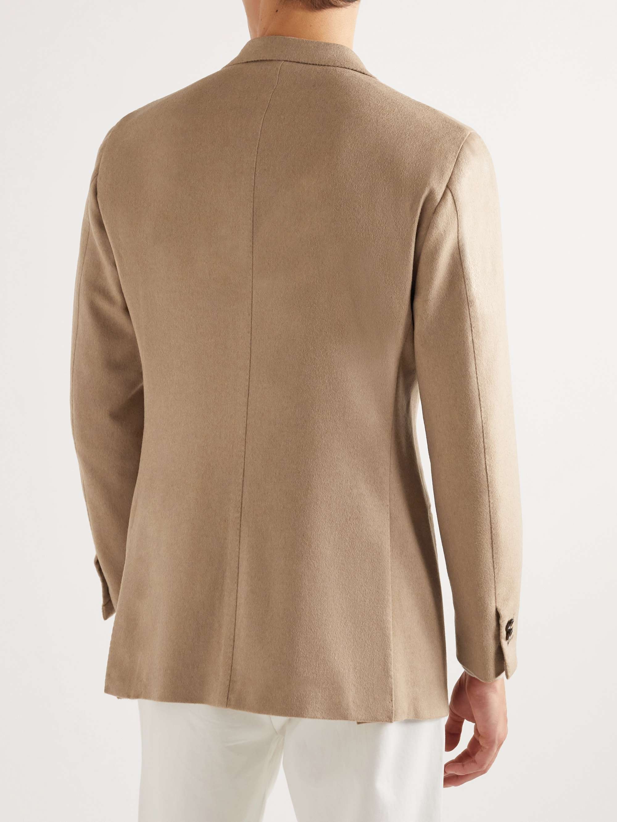 SAMAN AMEL Slim-Fit Double-Breasted Camel Hair Blazer