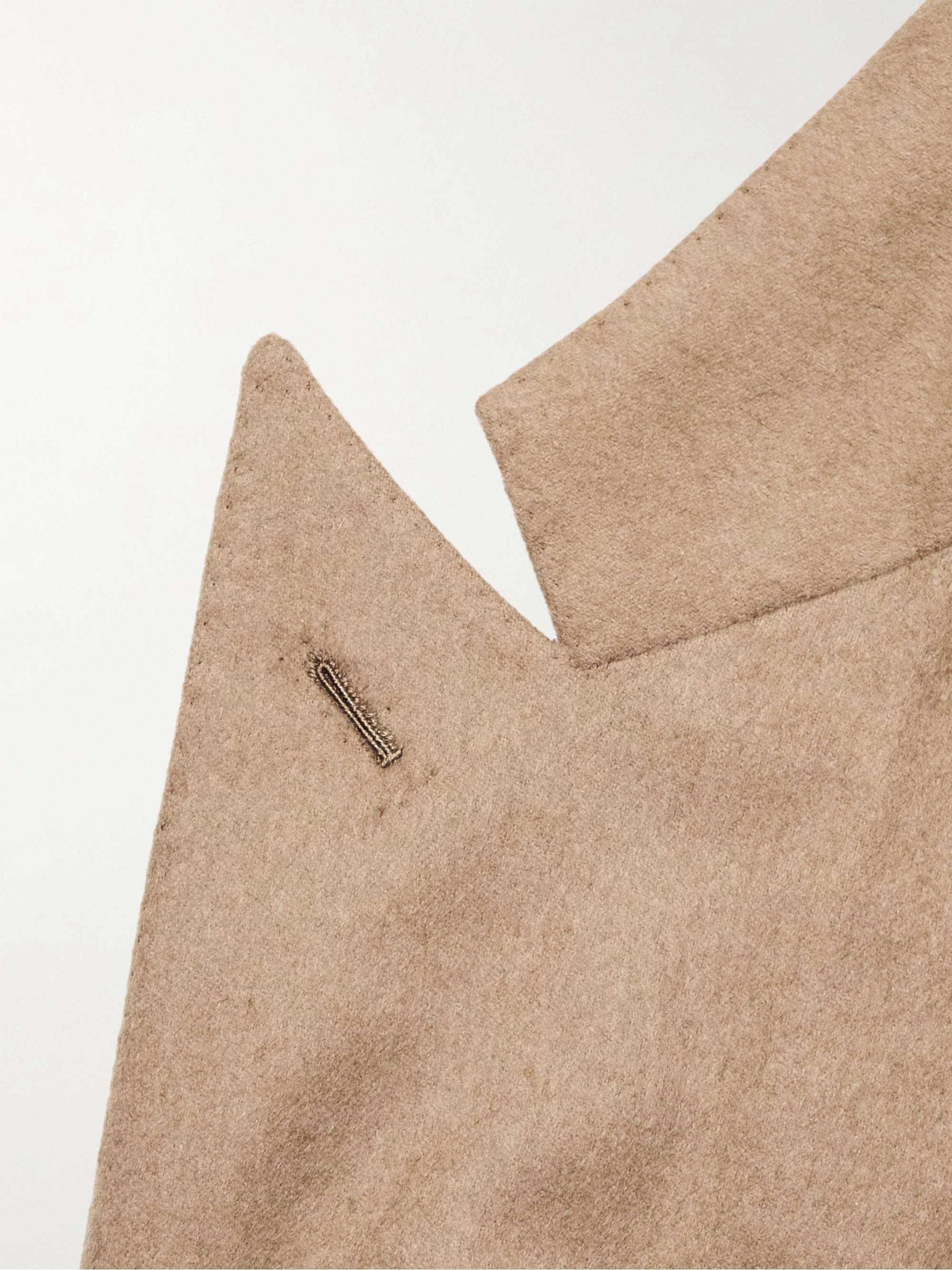 SAMAN AMEL Slim-Fit Double-Breasted Camel Hair Blazer