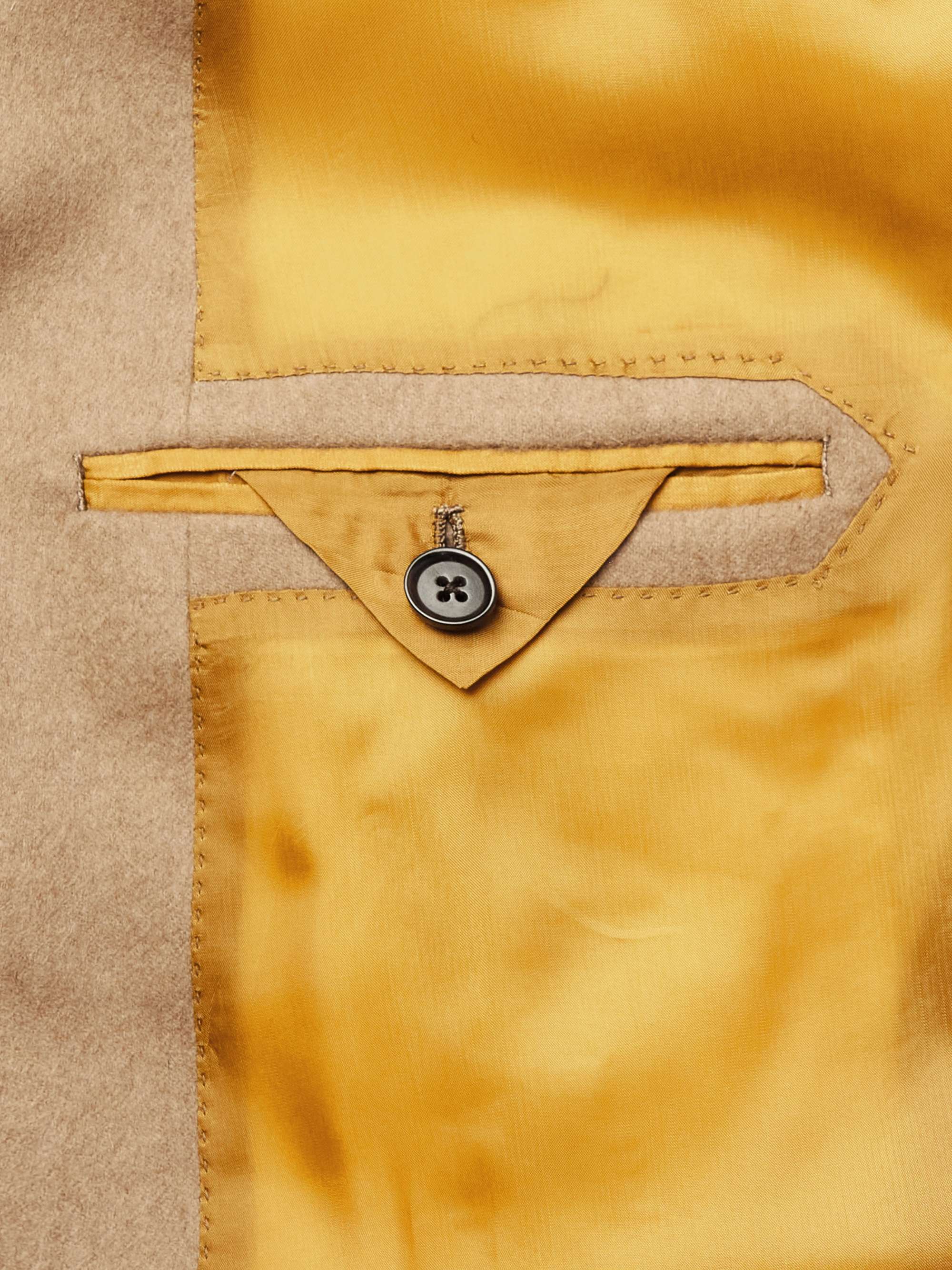 SAMAN AMEL Slim-Fit Double-Breasted Camel Hair Blazer