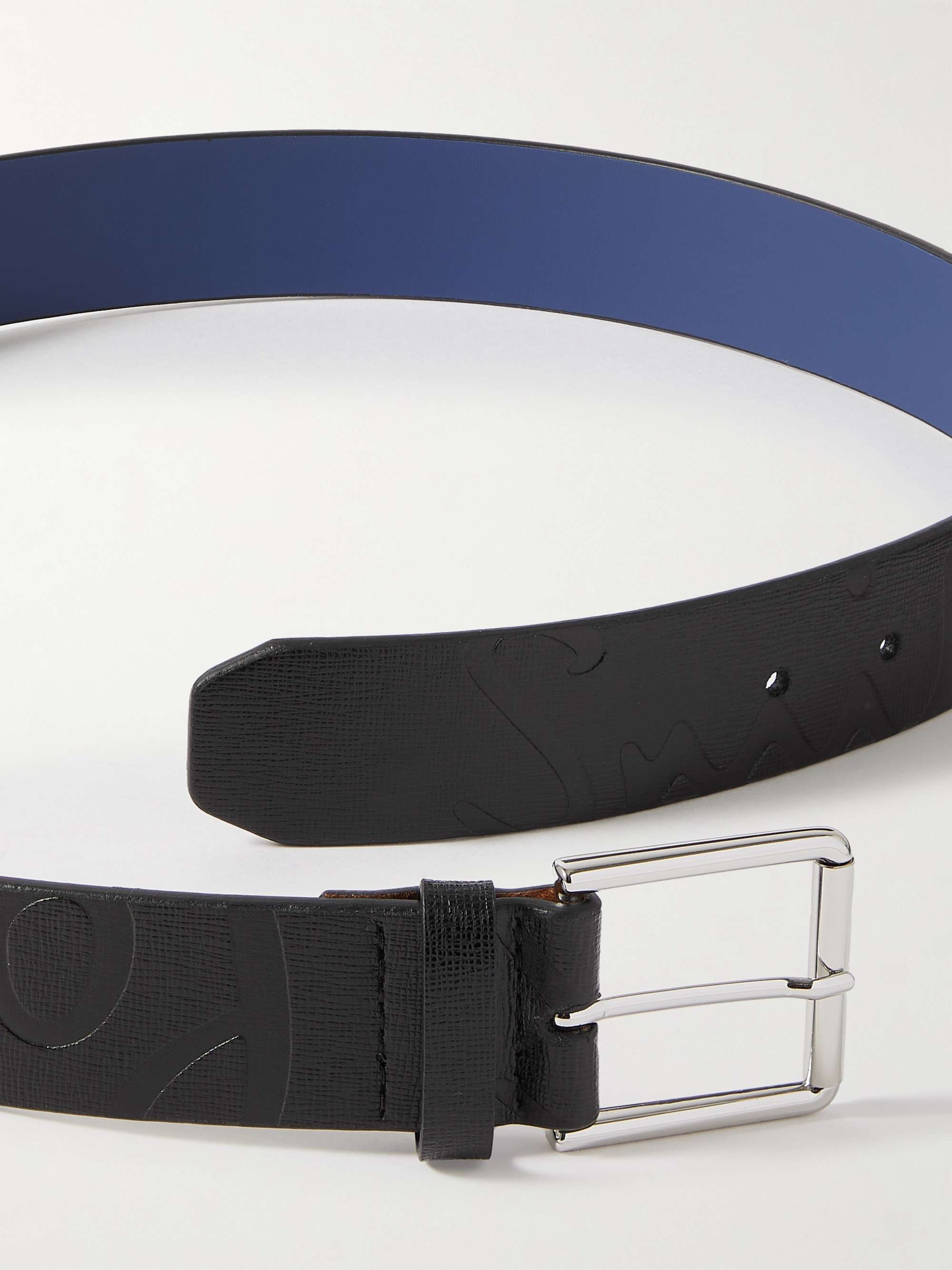PAUL SMITH 3.5cm Logo-Embossed Cross-Grain Leather Belt