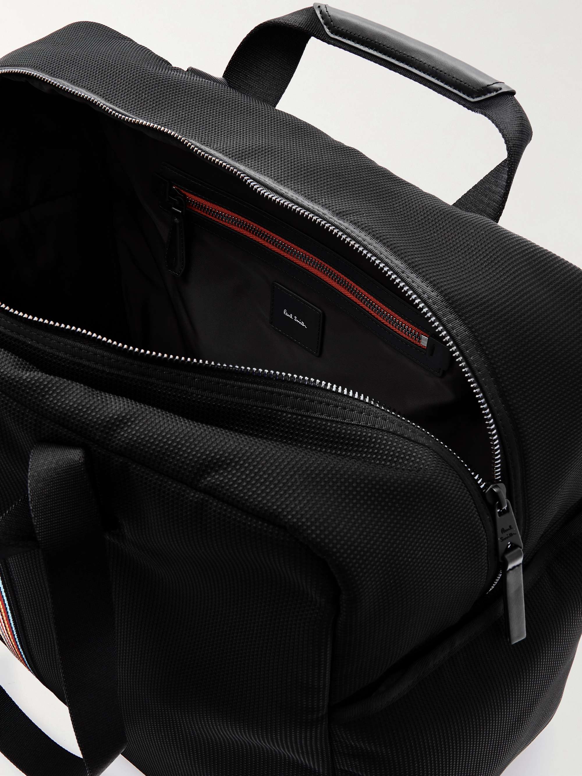 PAUL SMITH Stripe-Detailed Leather-Trimmed Mesh Weekend Bag