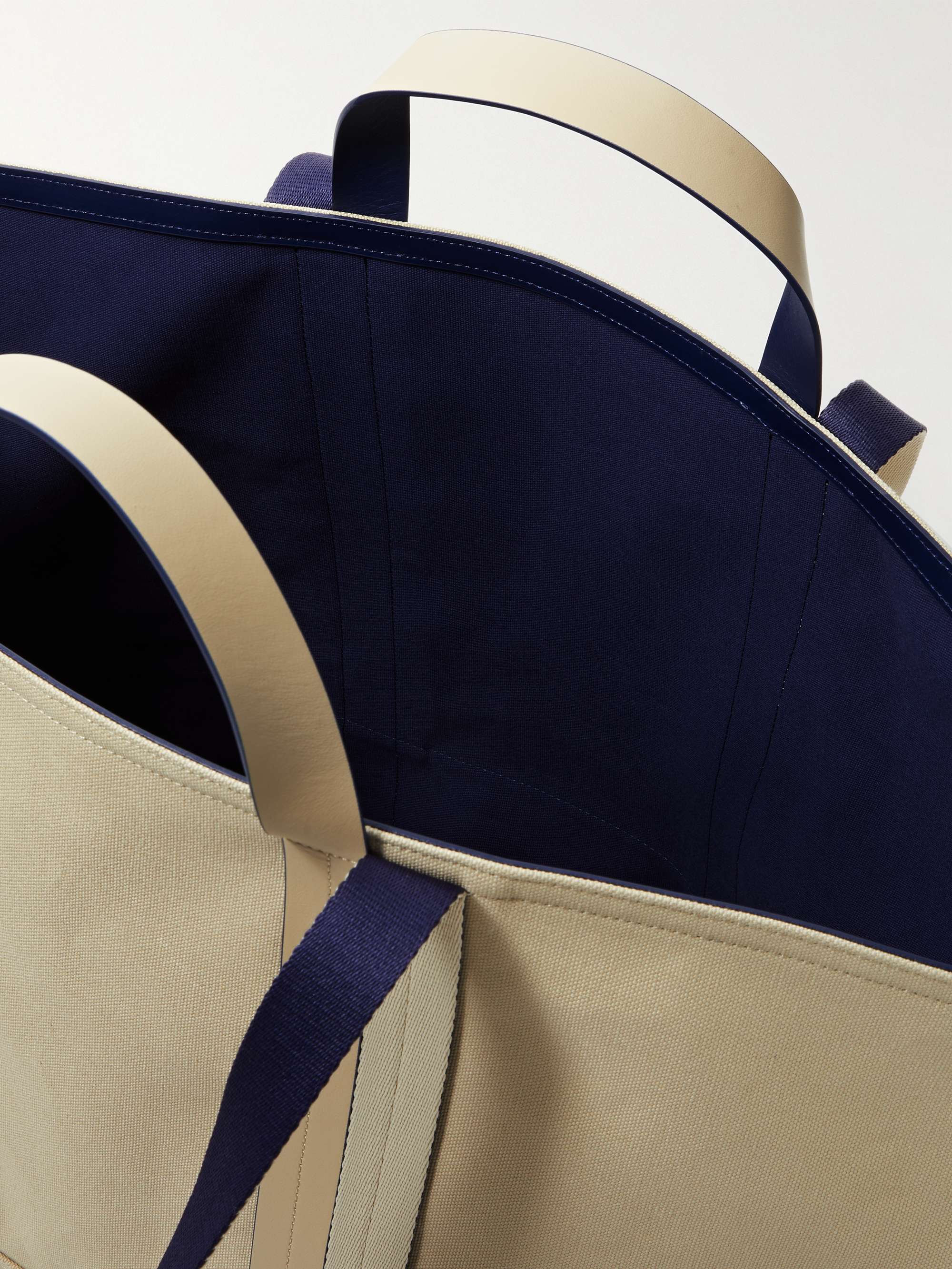 PAUL SMITH Reversible Leather-Trimmed Cotton-Canvas Tote Bag