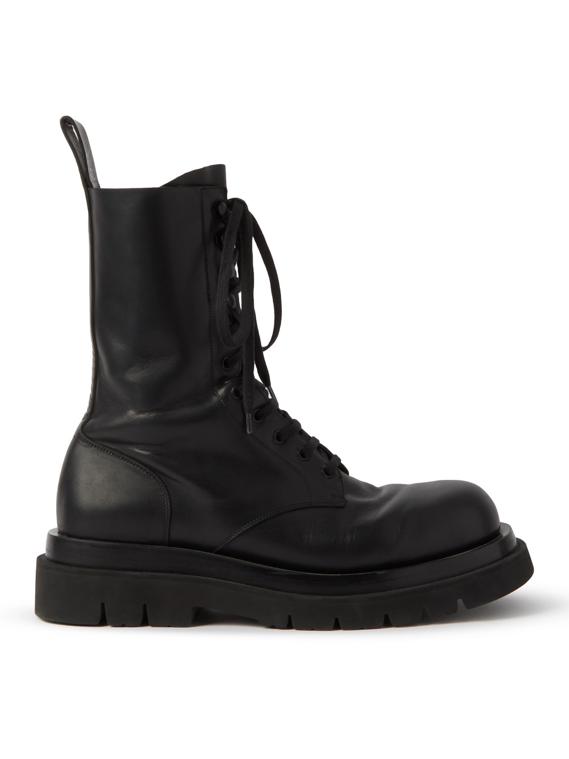 Shop Bottega Veneta Leather Lace-up Boots In Black