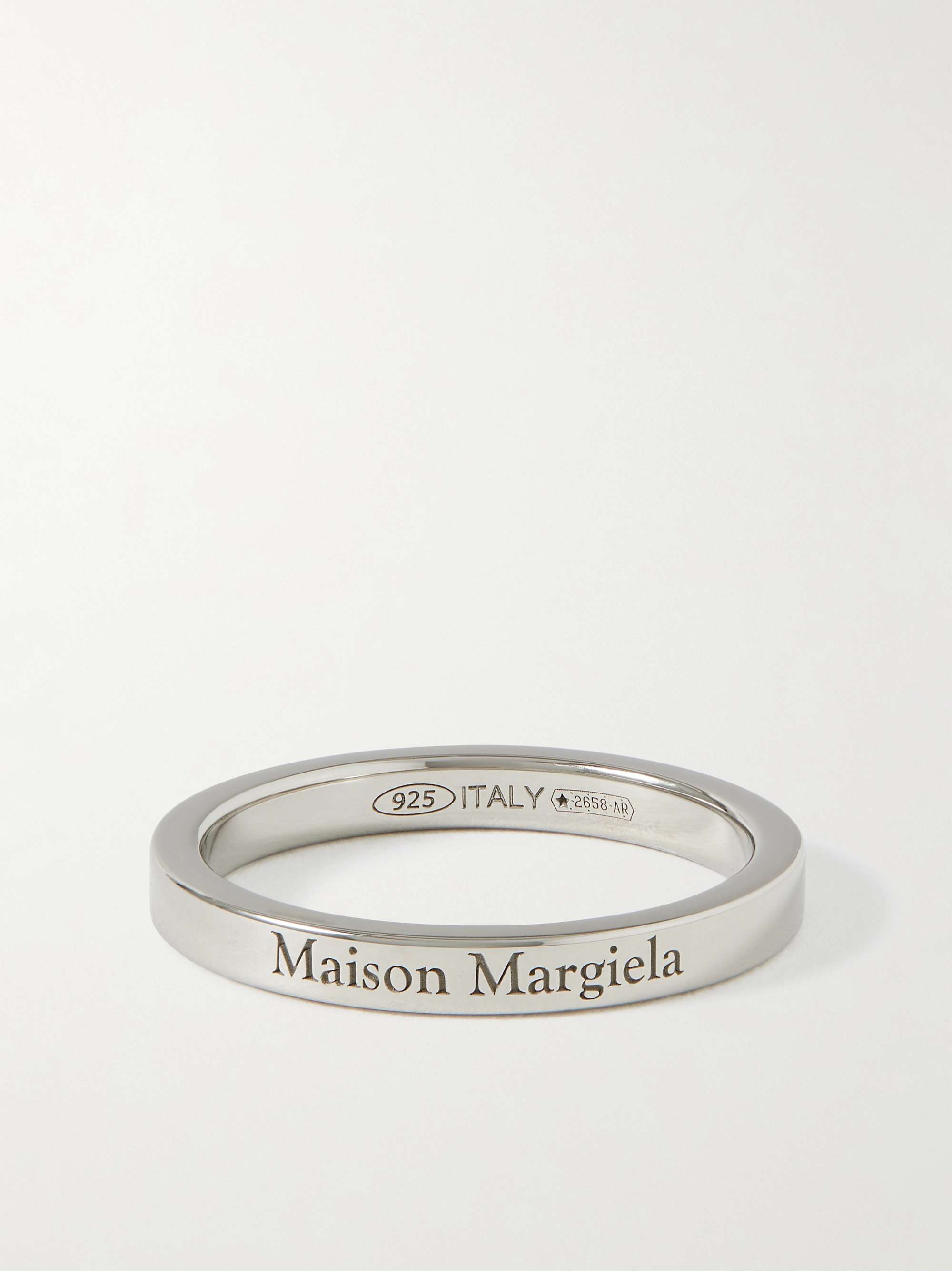 Logo-Engraved Silver Ring