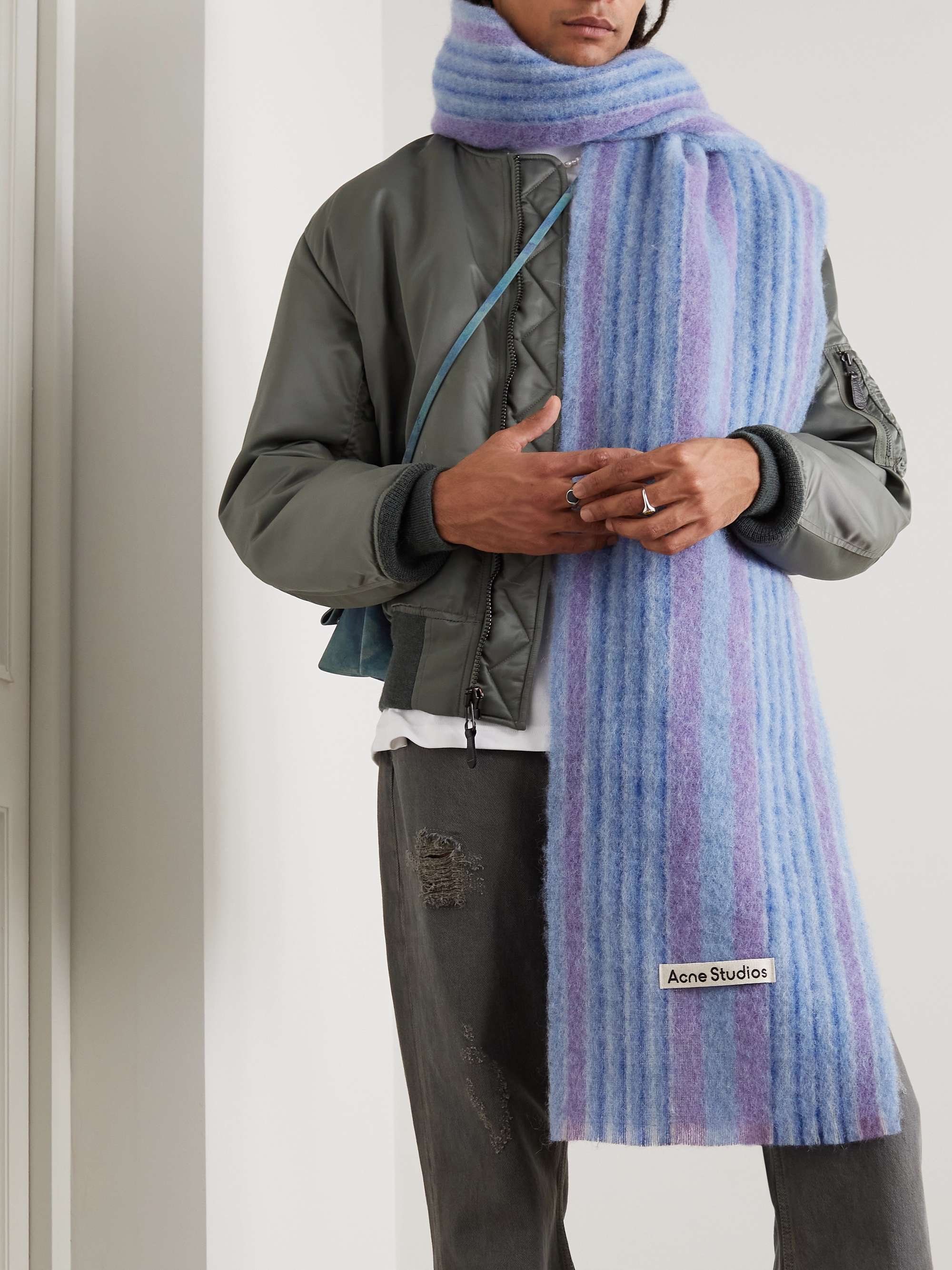 ACNE STUDIOS Vellus Logo-Appliquéd Striped Knitted Scarf