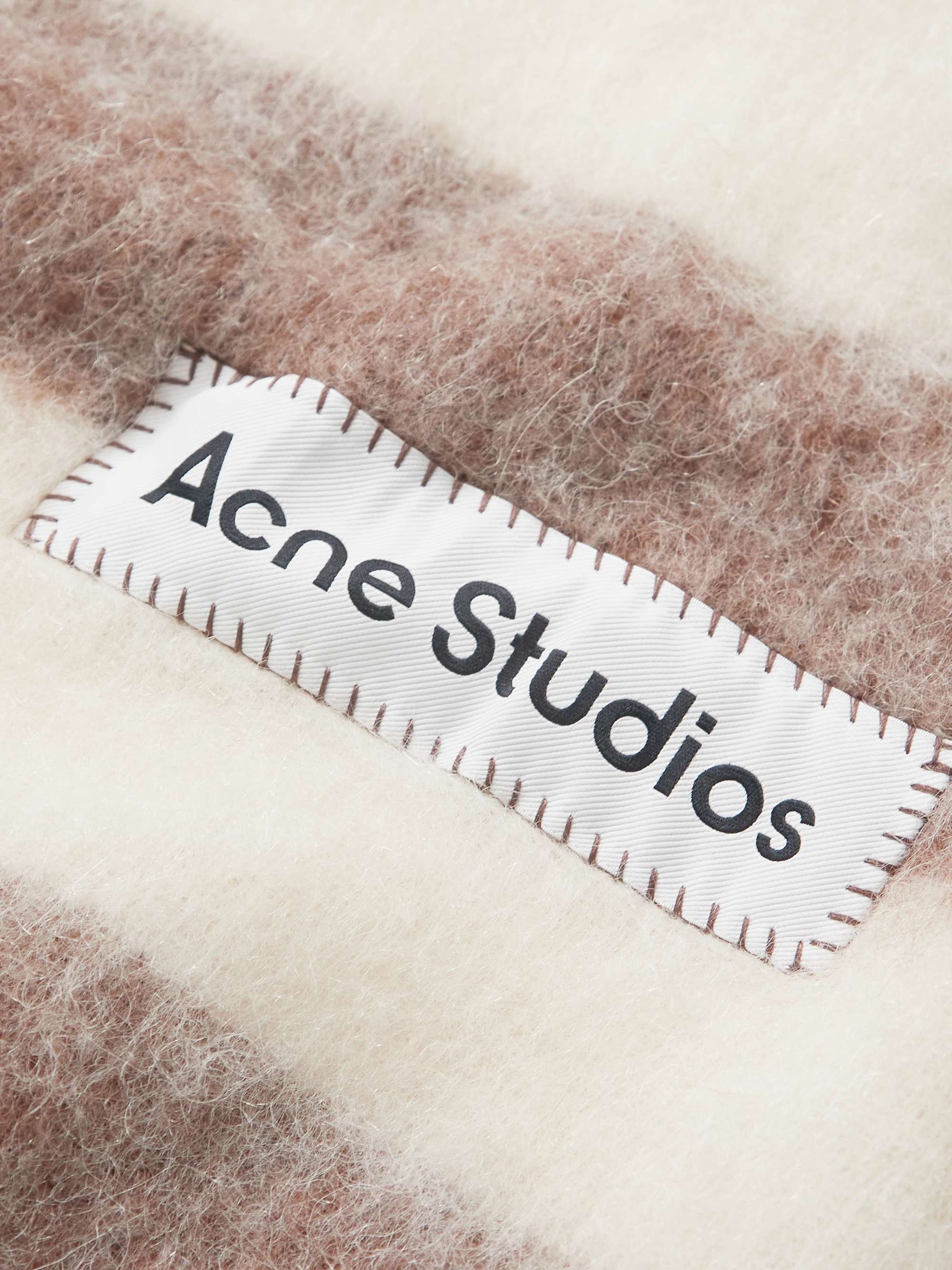 ACNE STUDIOS Logo-Appliquéd Striped Knitted Scarf