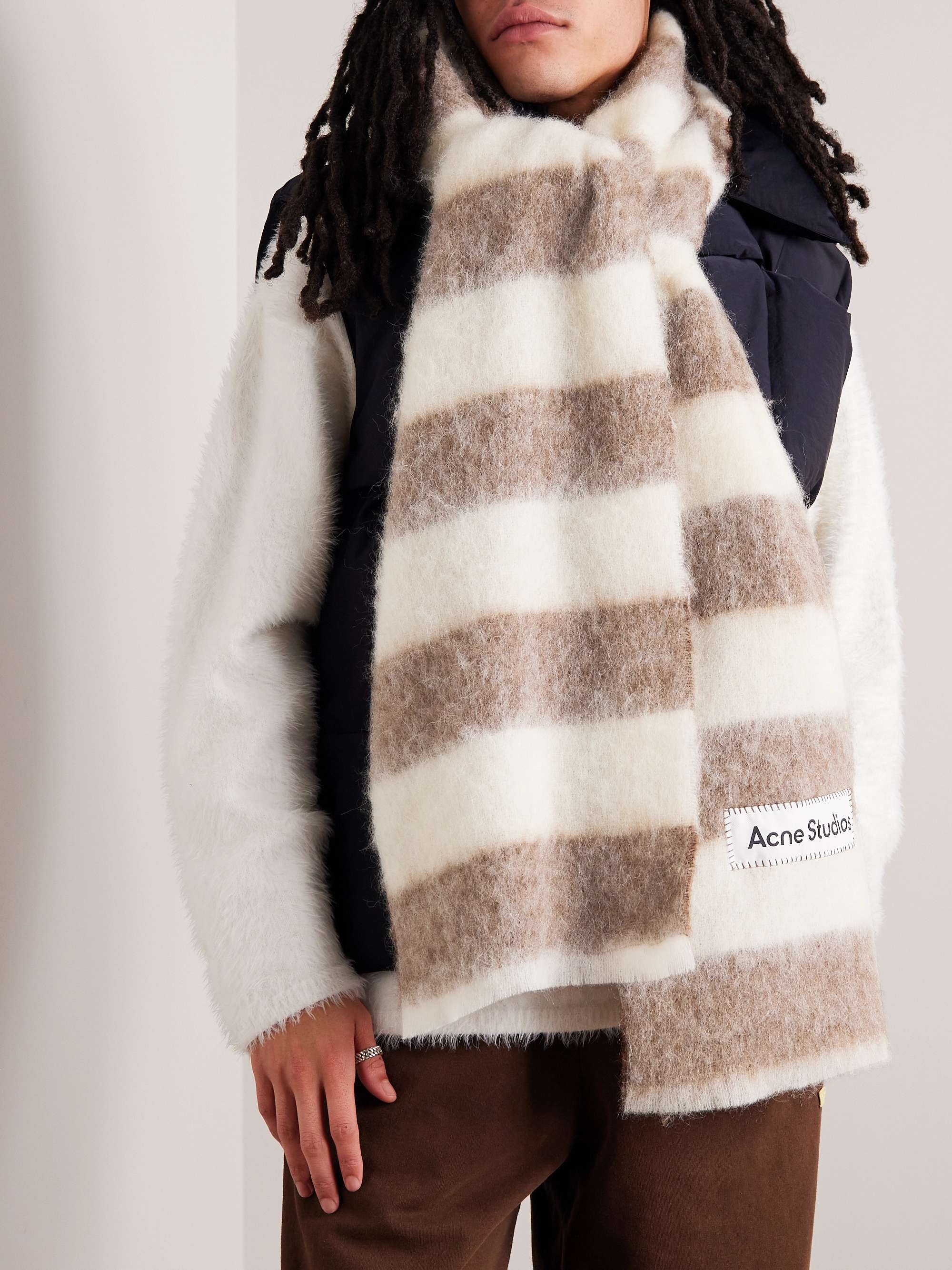 ACNE STUDIOS Logo-Appliquéd Striped Knitted Scarf