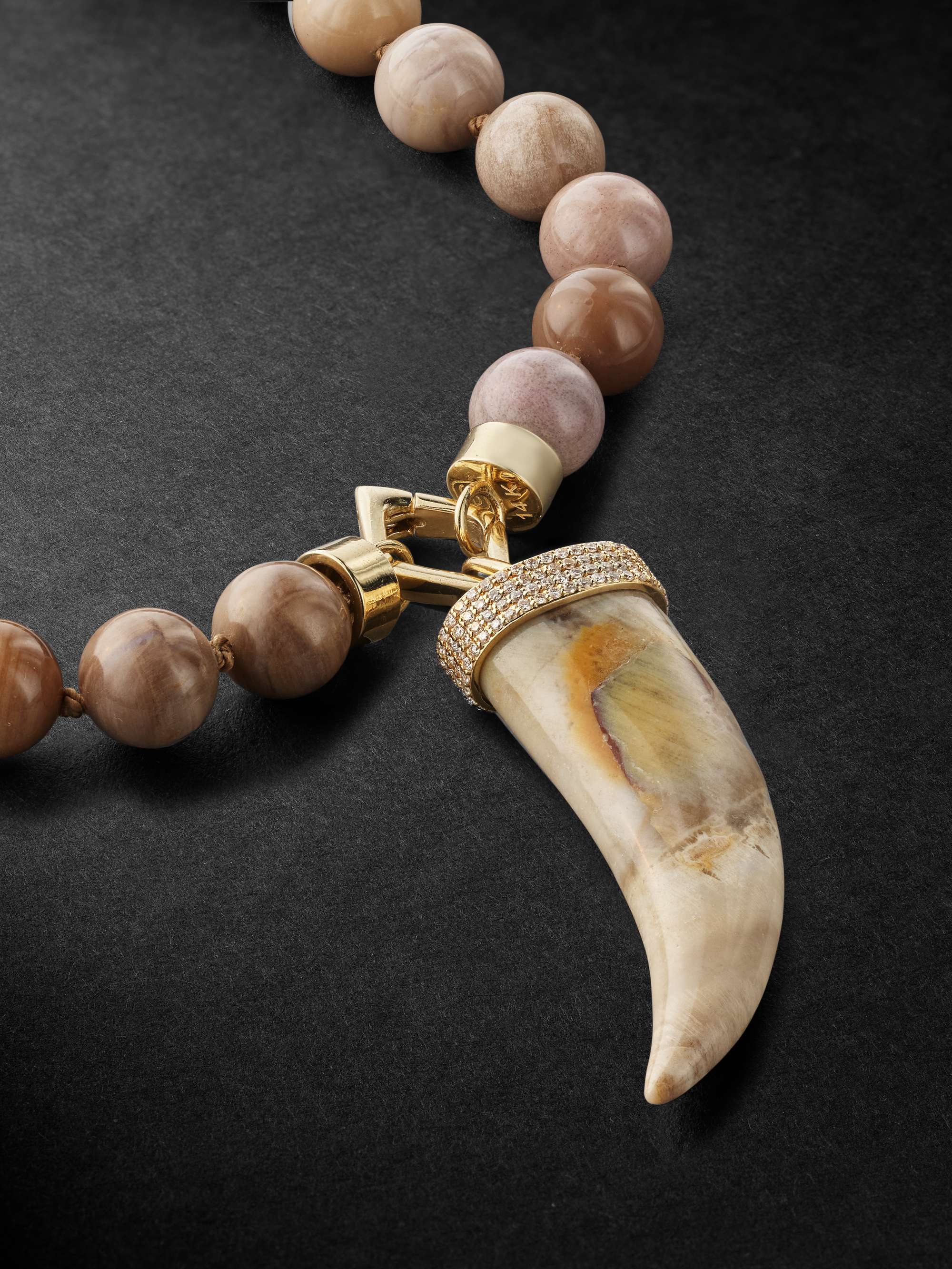 SYDNEY EVAN Gold, Wood and Diamond Beaded Pendant Necklace