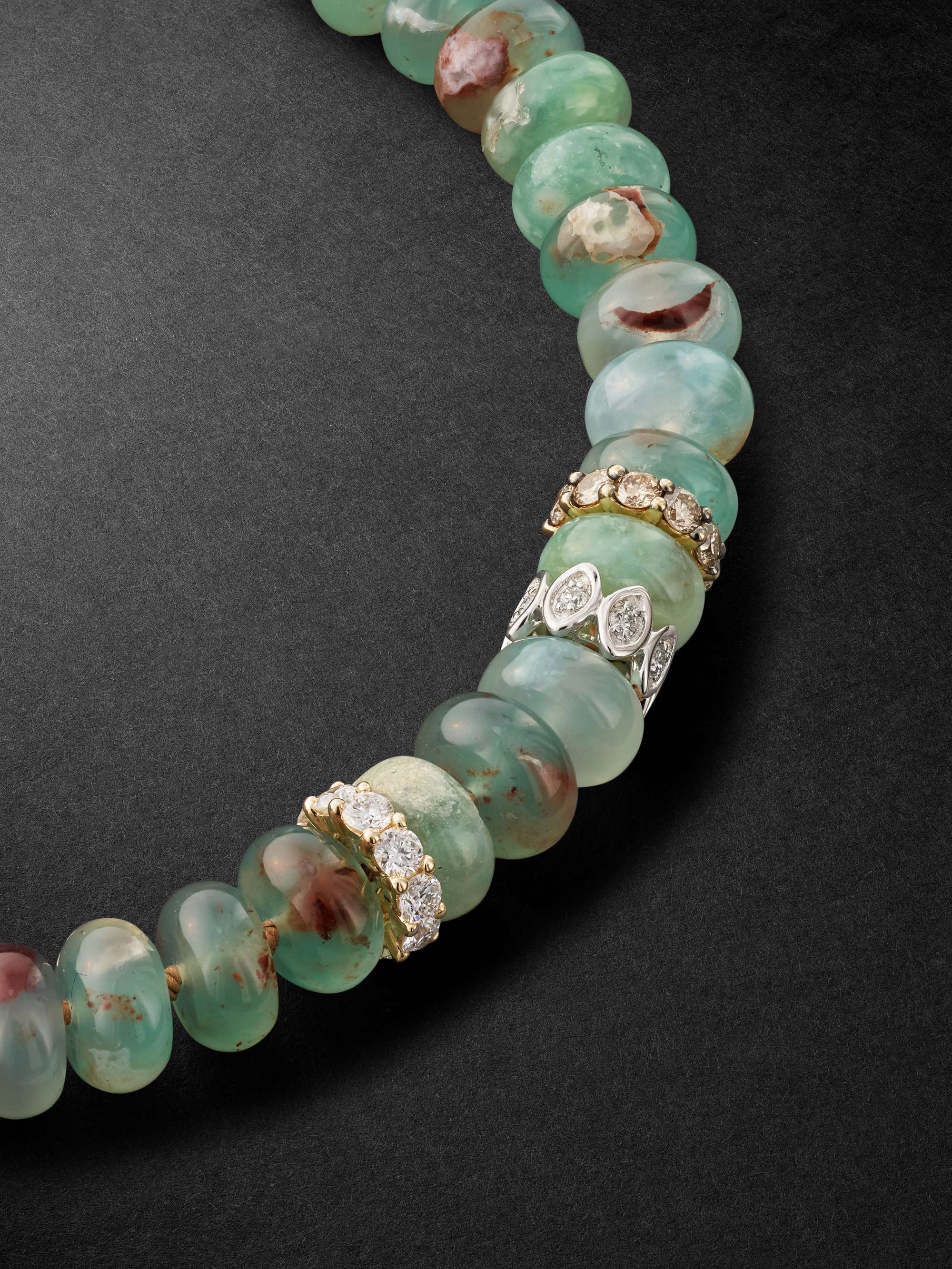 SYDNEY EVAN Gold, Aquamarine and Diamond Beaded Necklace
