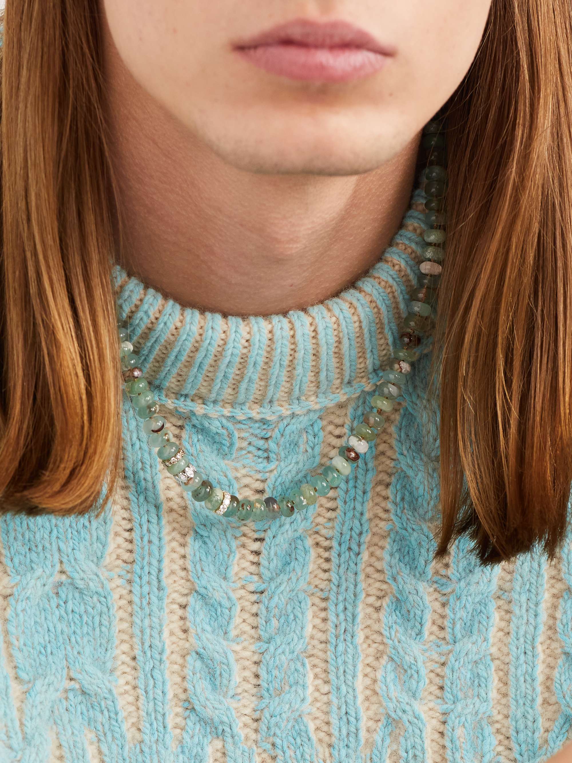 SYDNEY EVAN Gold, Aquamarine and Diamond Beaded Necklace