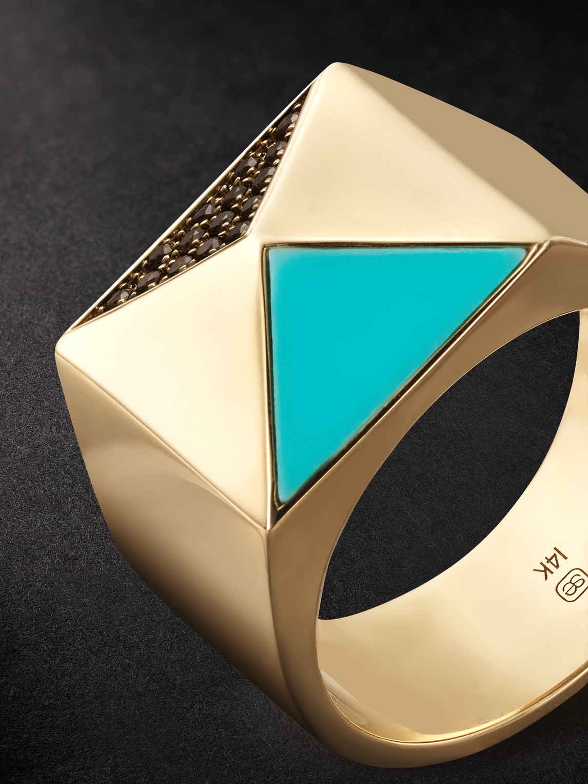  Sydney Evan - Pyramid Gold, Diamond And Turquoise Ring - Men - Gold - 11 