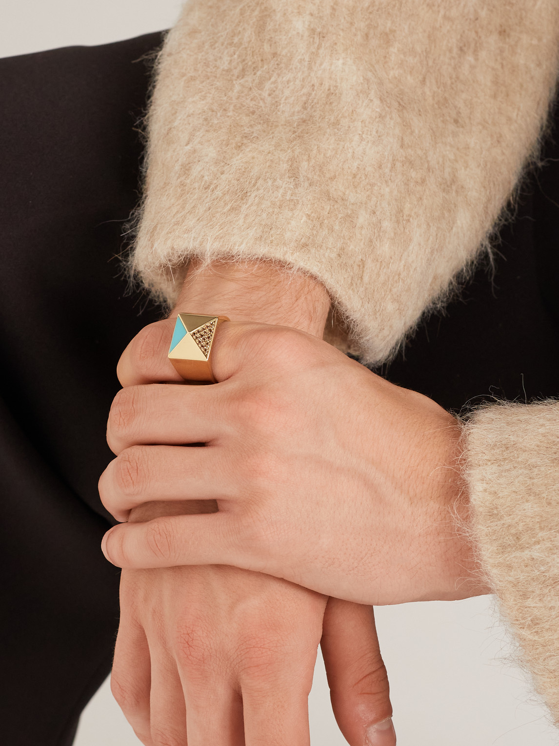 Pyramid Gold, Diamond and Turquoise Ring — 2