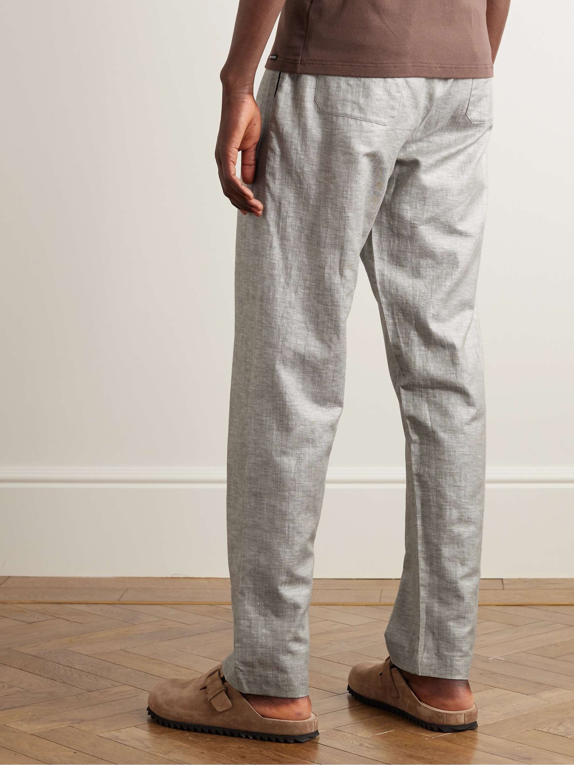 Gray Linen and CottonBlend Drawstring Trousers ZIMMERLI MR PORTER
