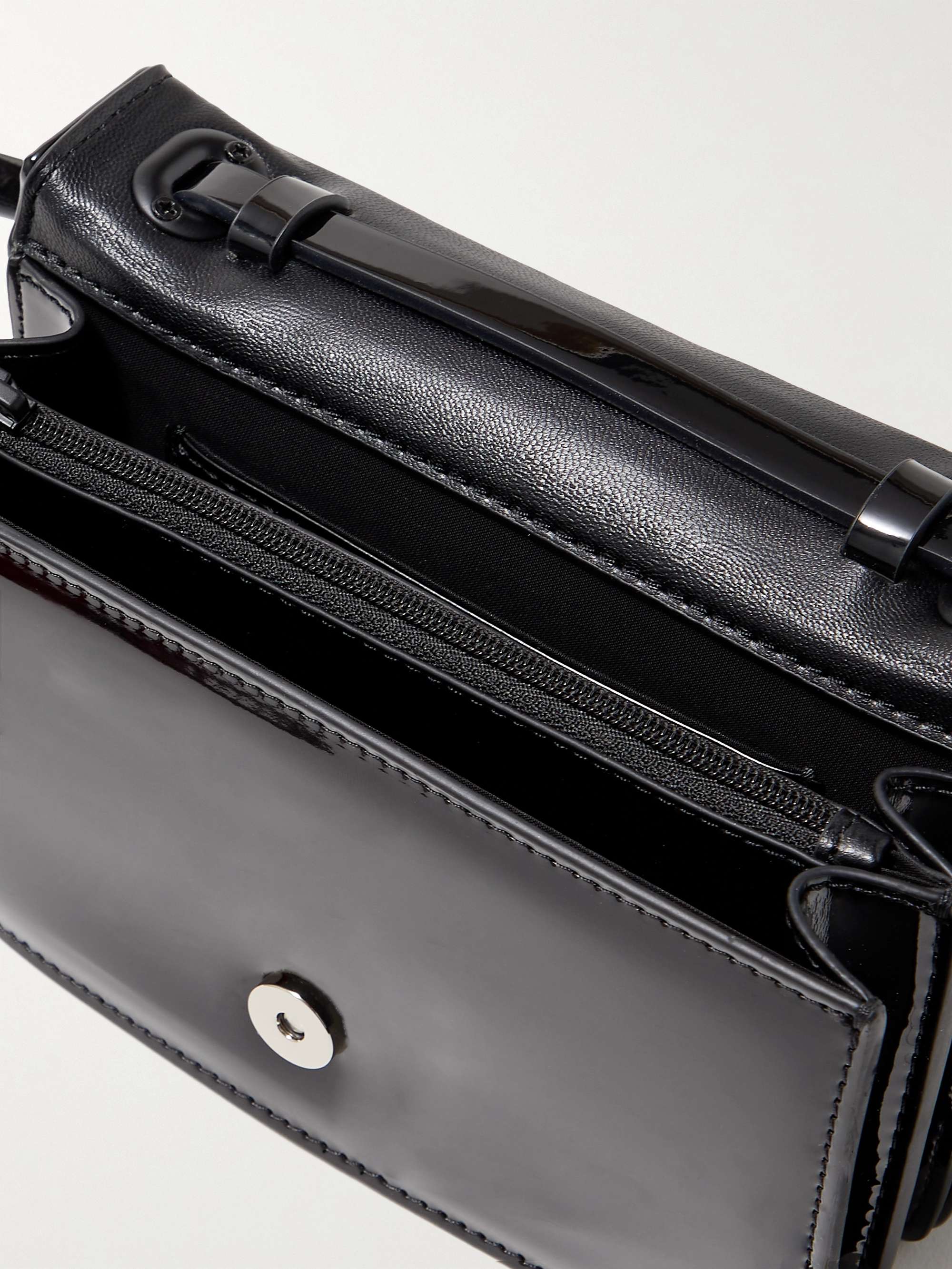 ACNE STUDIOS Logo-Appliquéd Faux Patent-Leather Messenger Bag