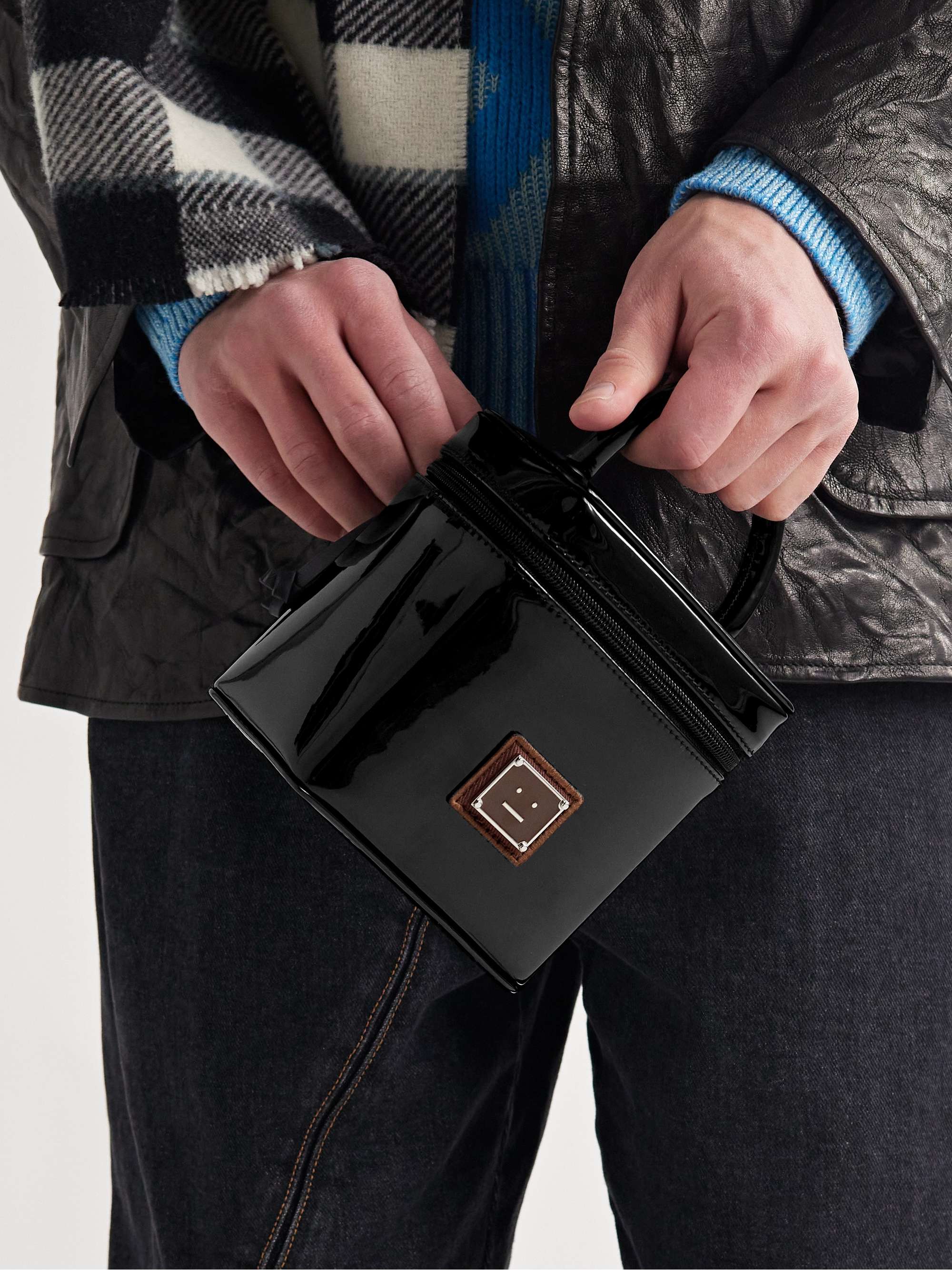 ACNE STUDIOS Logo-Appliquéd Faux Patent-Leather Messenger Bag
