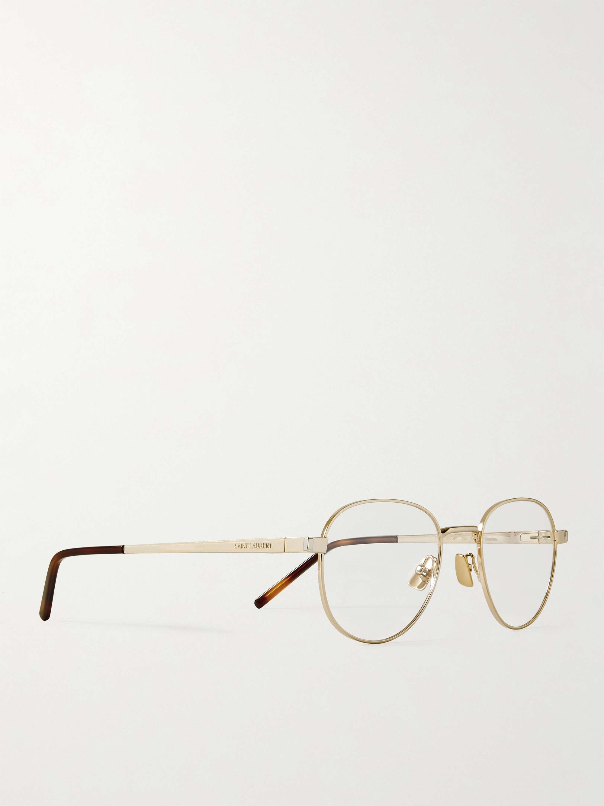 SAINT LAURENT EYEWEAR Round-Frame Gold-Tone Optical Glasses