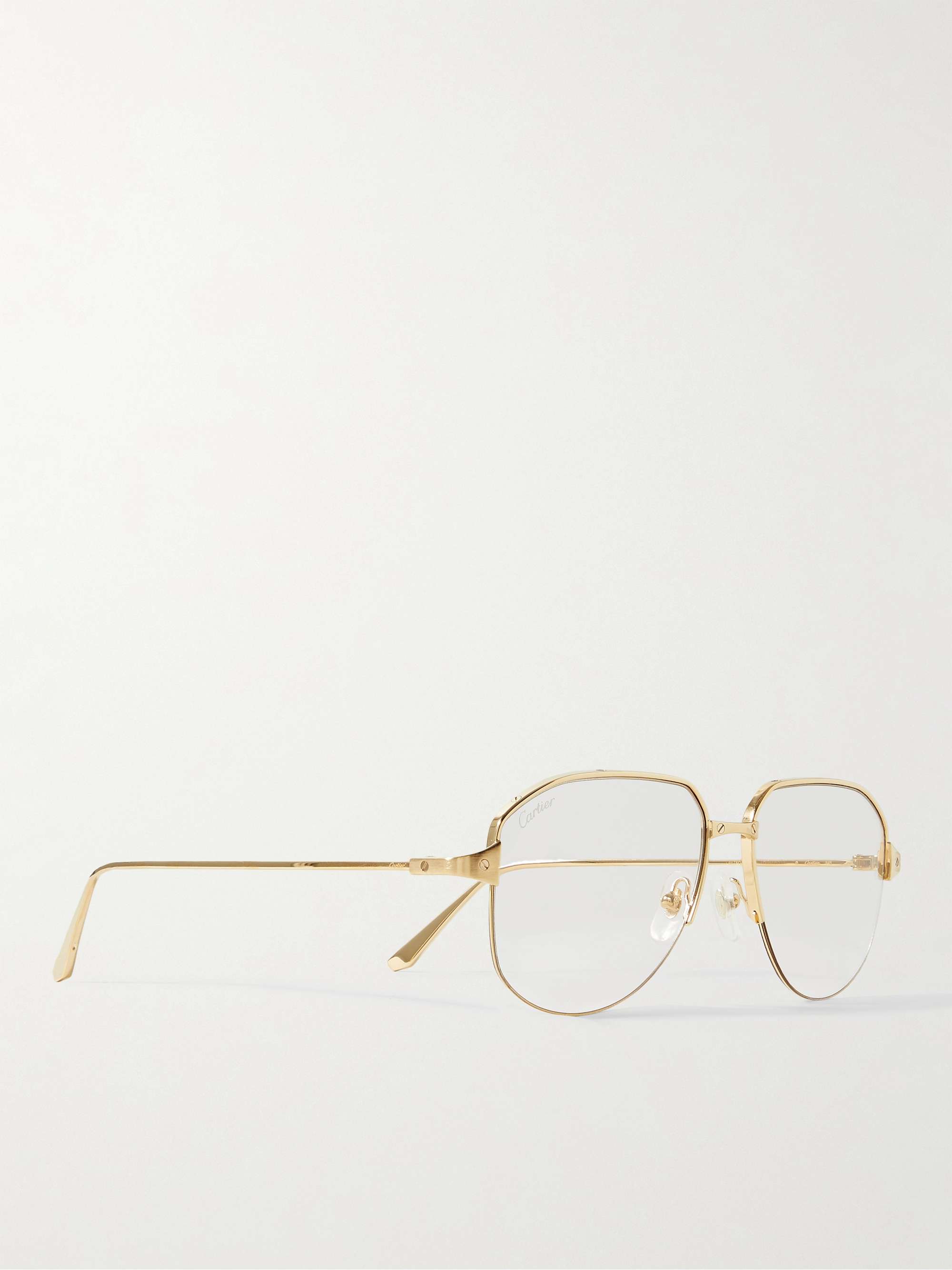 CARTIER EYEWEAR Santos Convertible Aviator-Style Gold-Tone Optical Glasses