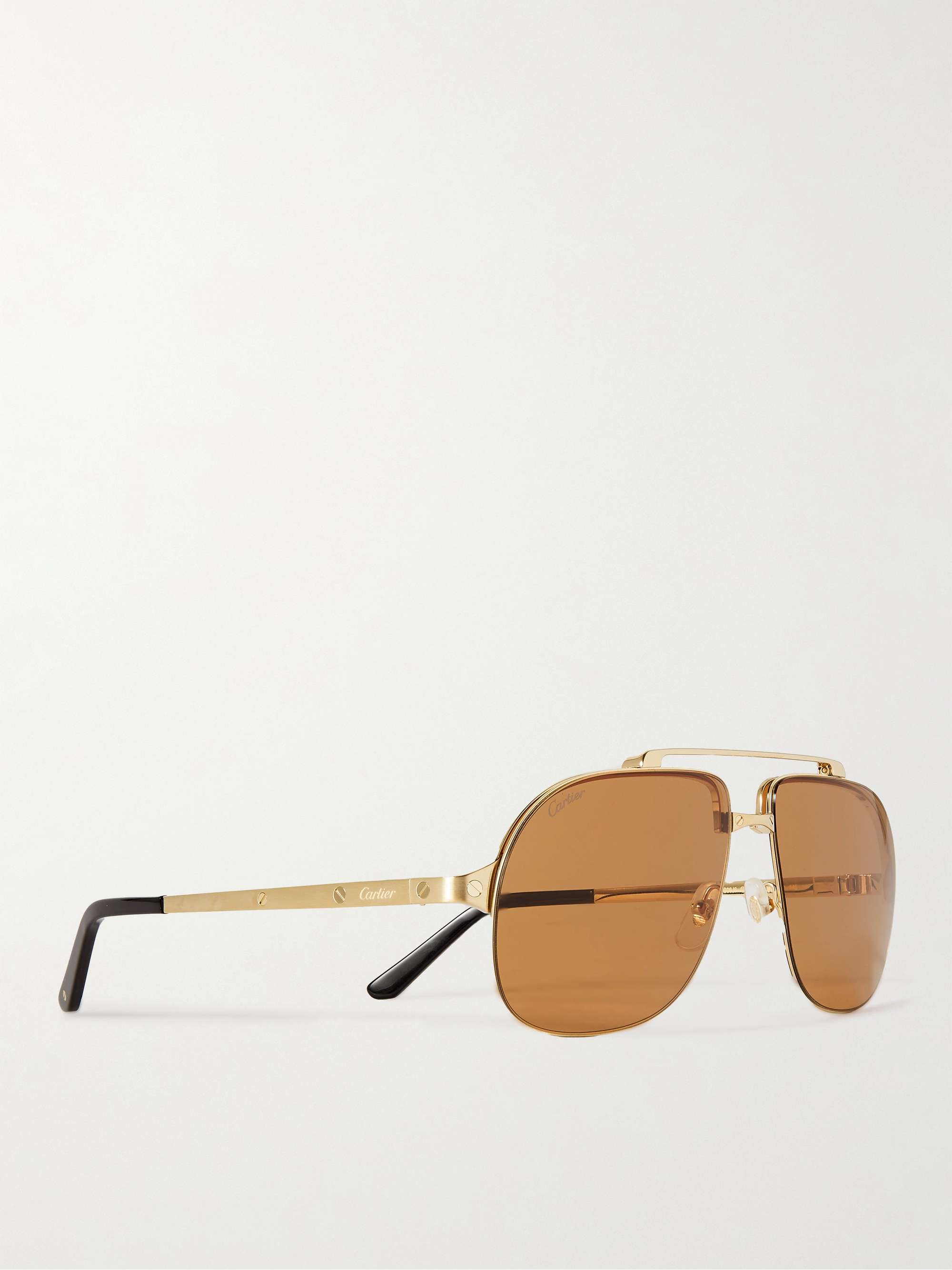 CARTIER EYEWEAR Santos Evolution AviatorStyle GoldTone Sunglasses for