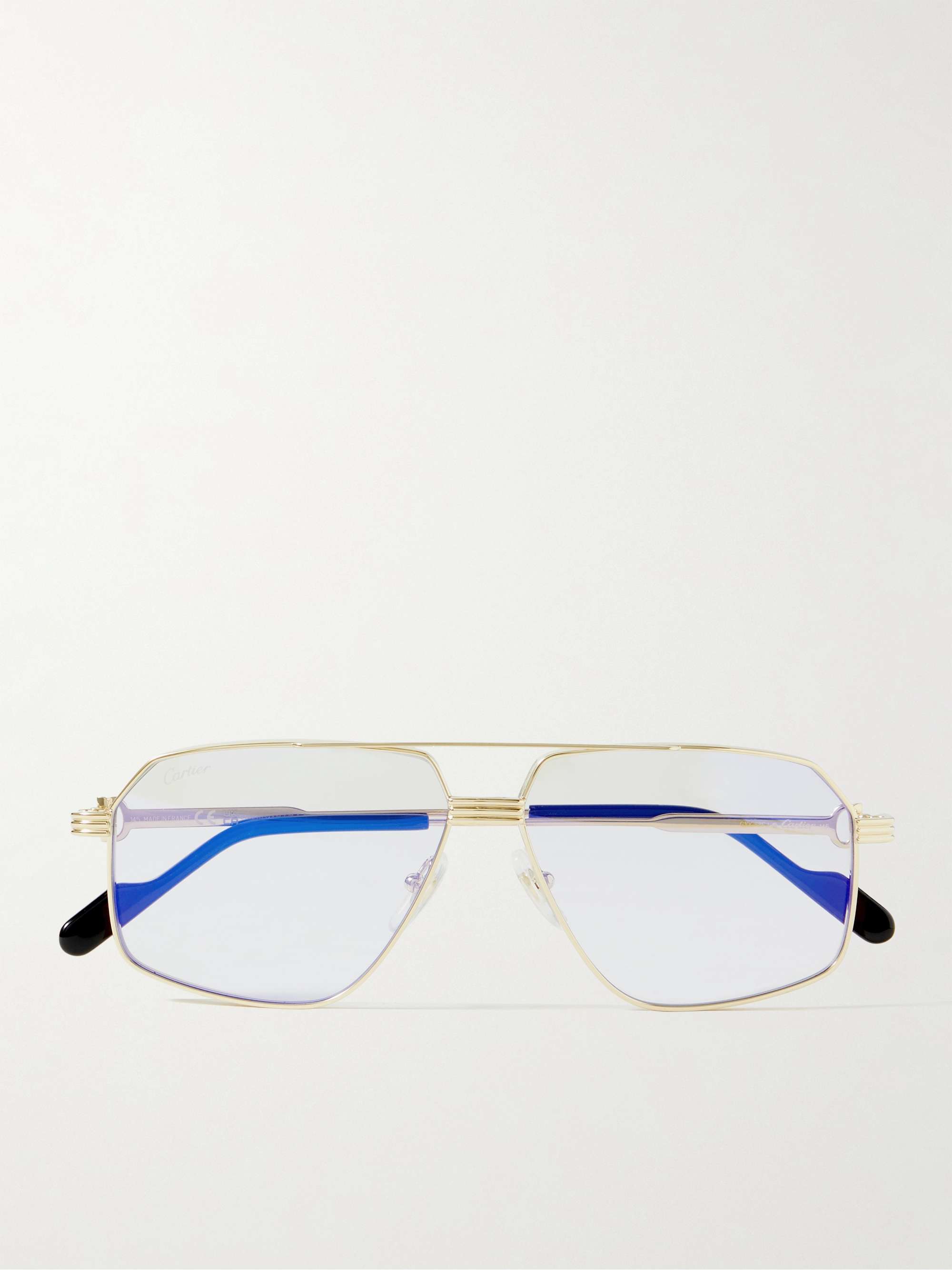 CARTIER EYEWEAR Aviator-Style Gold-Tone Titanium Optical Glasses