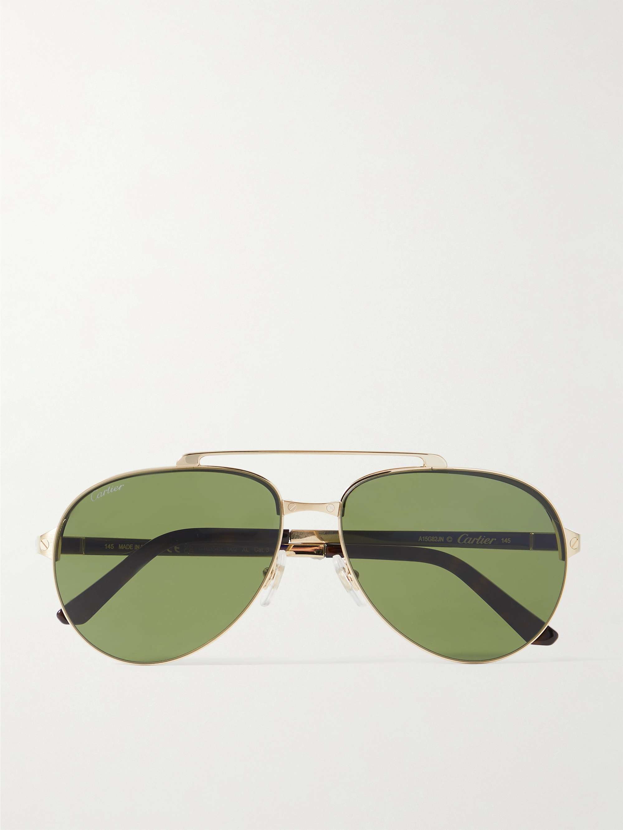 Cartier Men's Santos Evolution Half-Rim Aviator Sunglasses