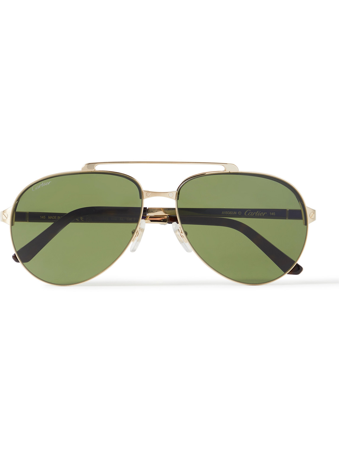 CARTIER SANTOS EVOLUTION AVIATOR-STYLE GOLD-TONE SUNGLASSES