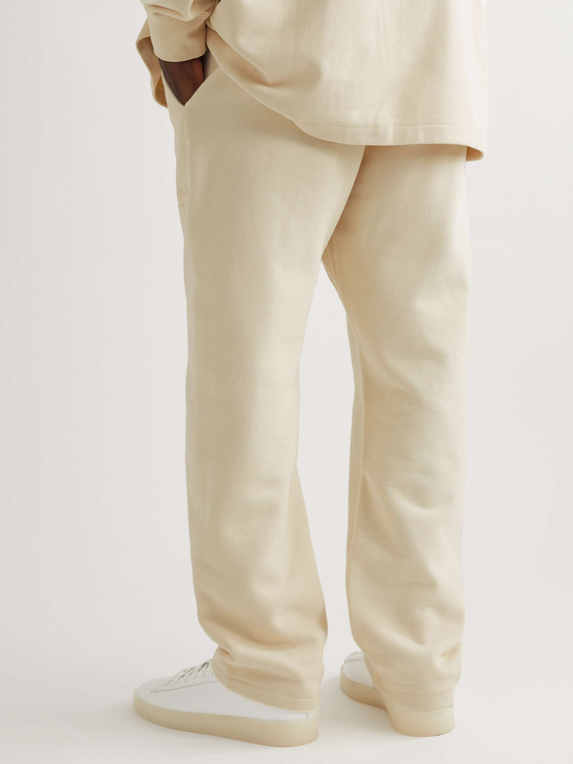 FEAR OF GOD ESSENTIALS Straight-Leg Logo-Flocked Cotton-Blend Jersey Sweatpants