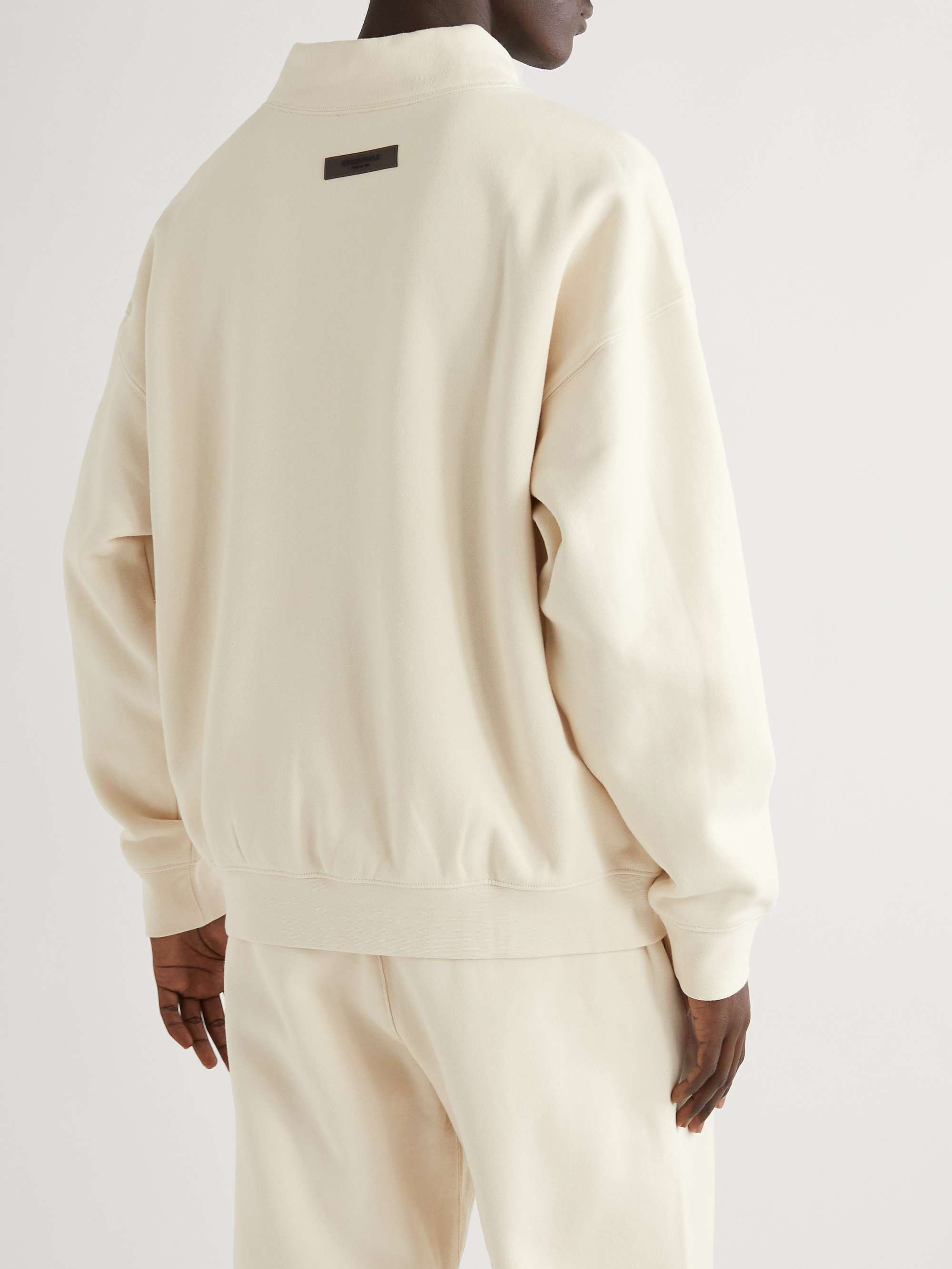 FEAR OF GOD ESSENTIALS Logo-Flocked Cotton-Jersey Mock-Neck Sweatshirt