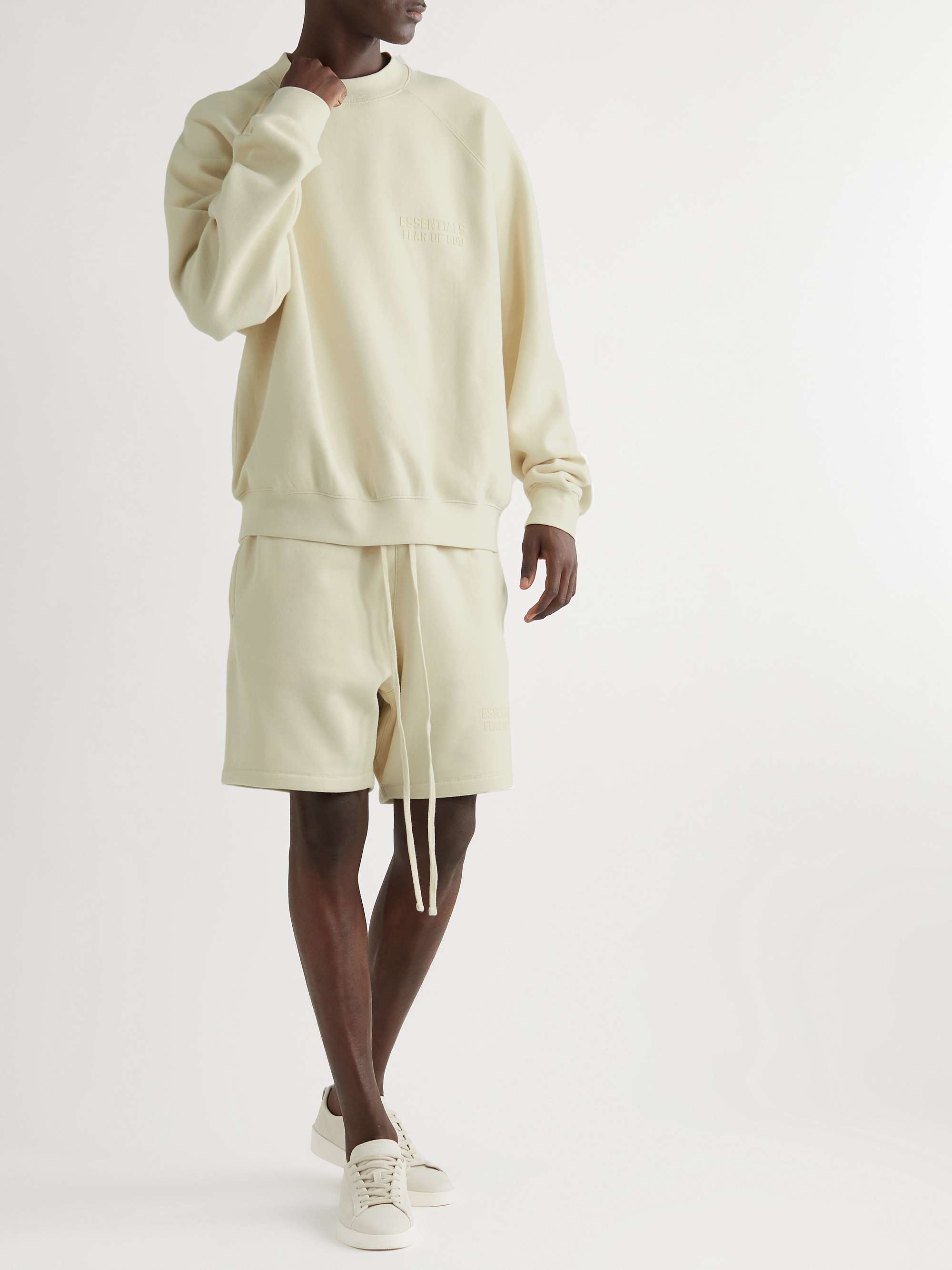 FEAR OF GOD ESSENTIALS Logo-Flocked Cotton-Blend Jersey Drawstring Shorts