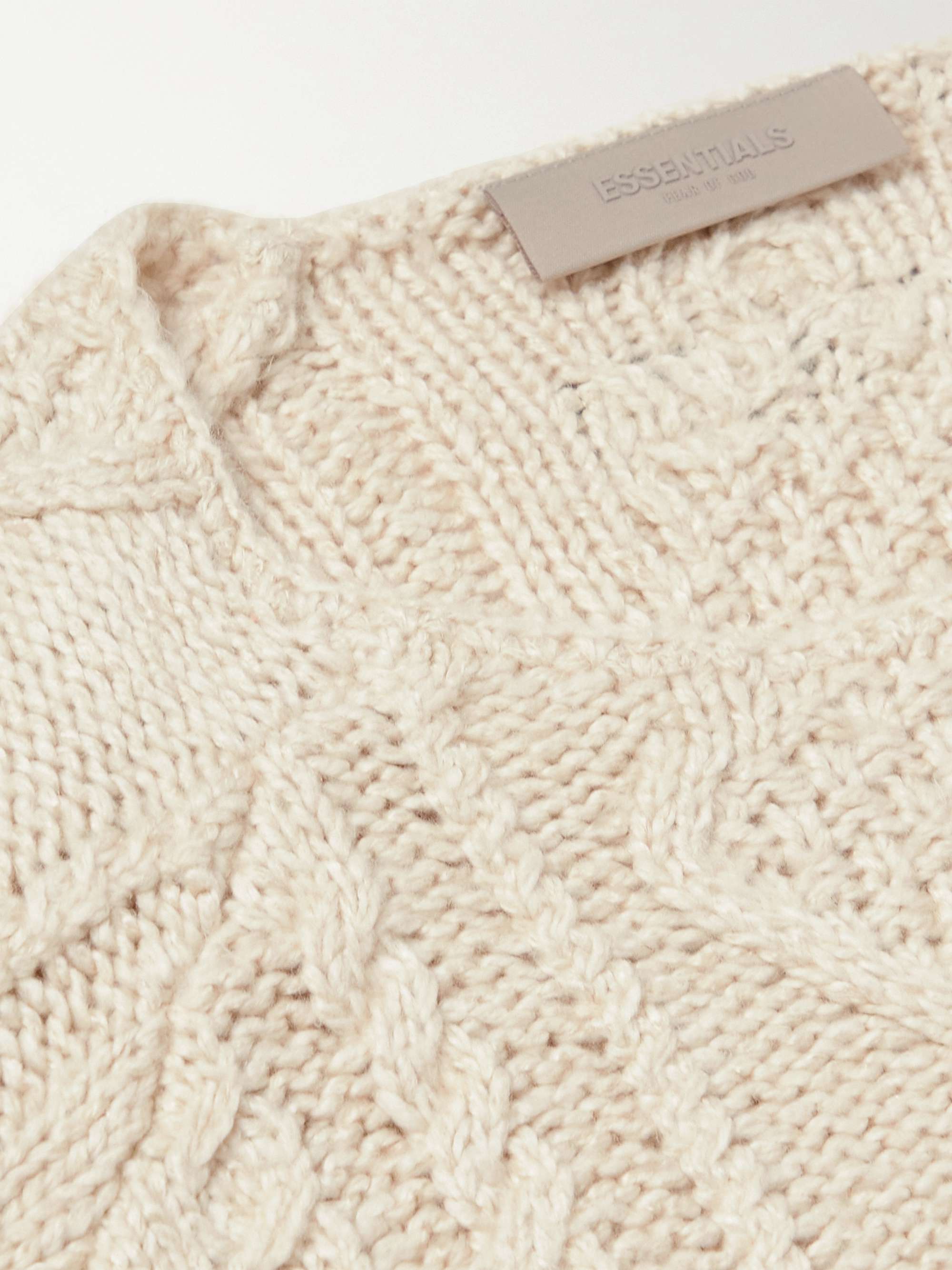 FEAR OF GOD ESSENTIALS Oversized Logo-Appliquéd Cable-Knit Cotton-Blend Sweater