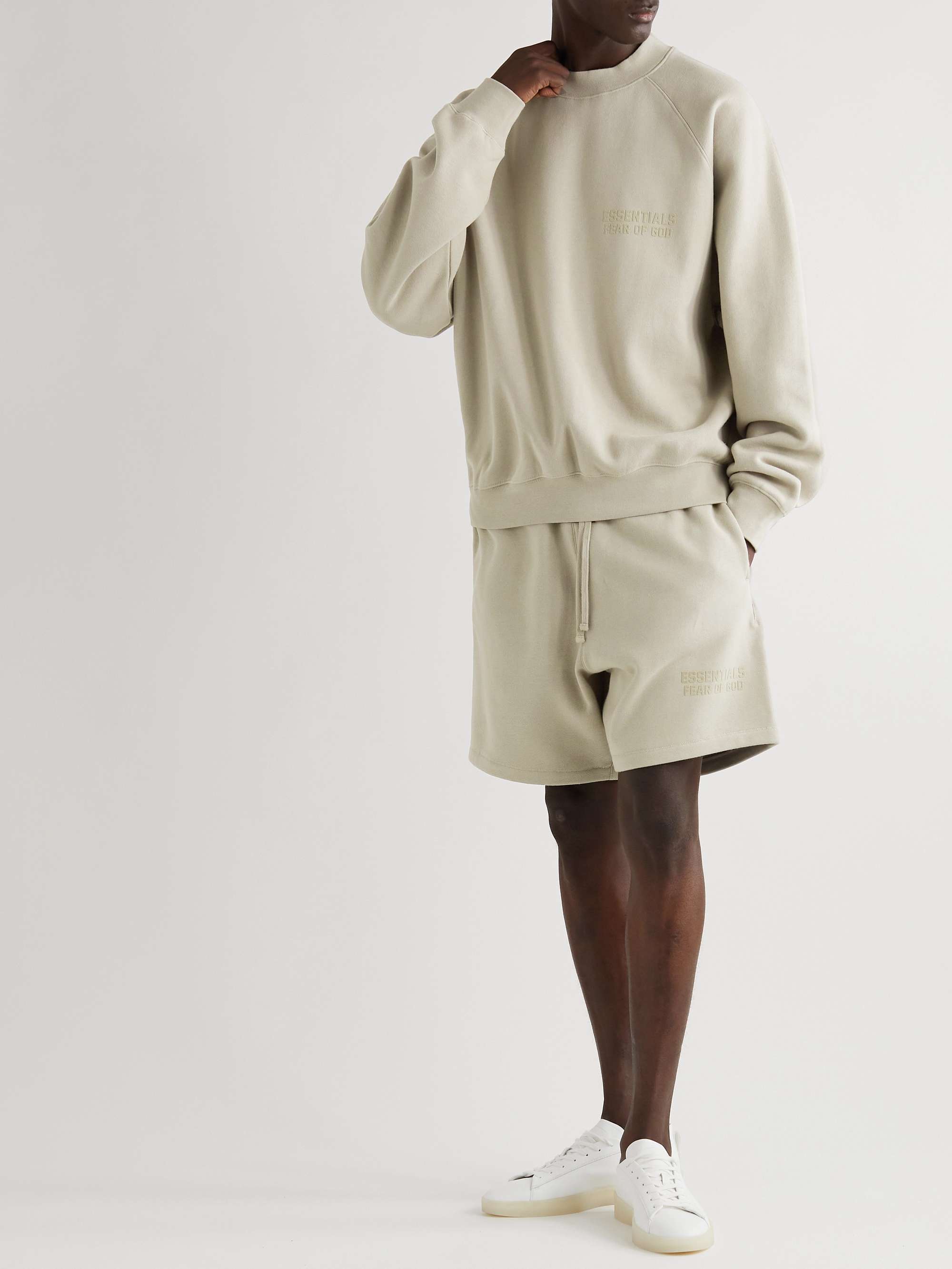 FEAR OF GOD ESSENTIALS Logo-Flocked Cotton-Blend Jersey Sweatshirt