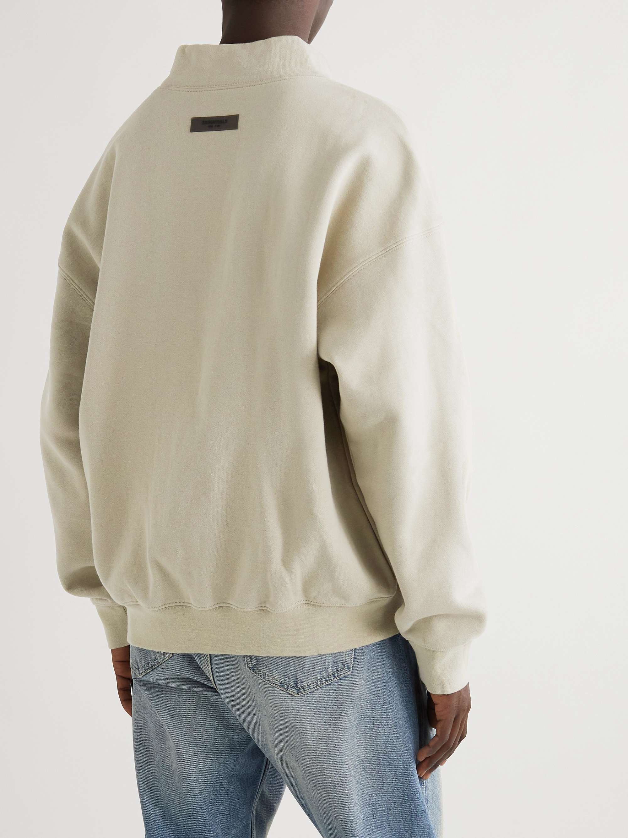 FEAR OF GOD ESSENTIALS Logo-Flocked Cotton-Jersey Mock-Neck Sweatshirt