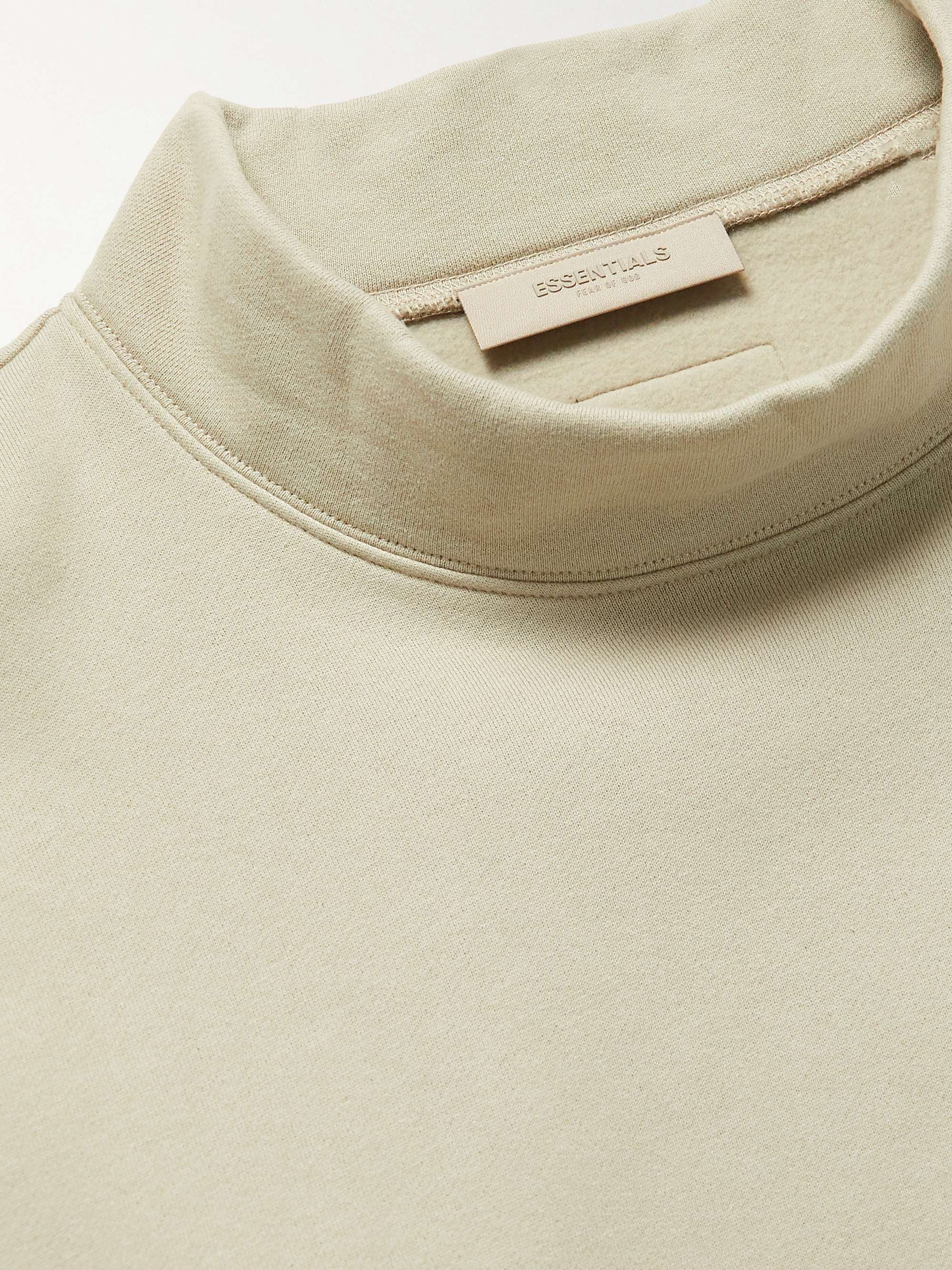 FEAR OF GOD ESSENTIALS Logo-Flocked Cotton-Jersey Mock-Neck Sweatshirt