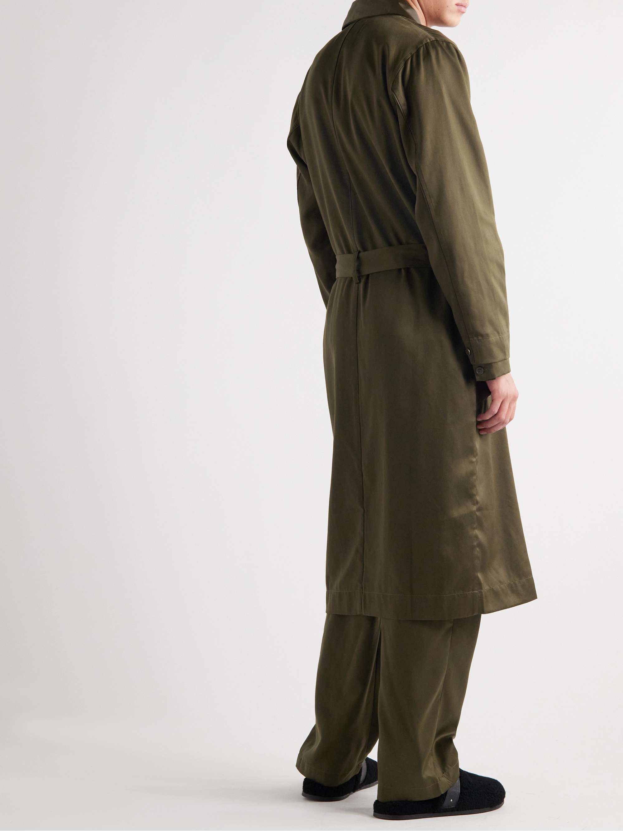 CDLP Home Satin-Trimmed Lyocell-Twill Robe